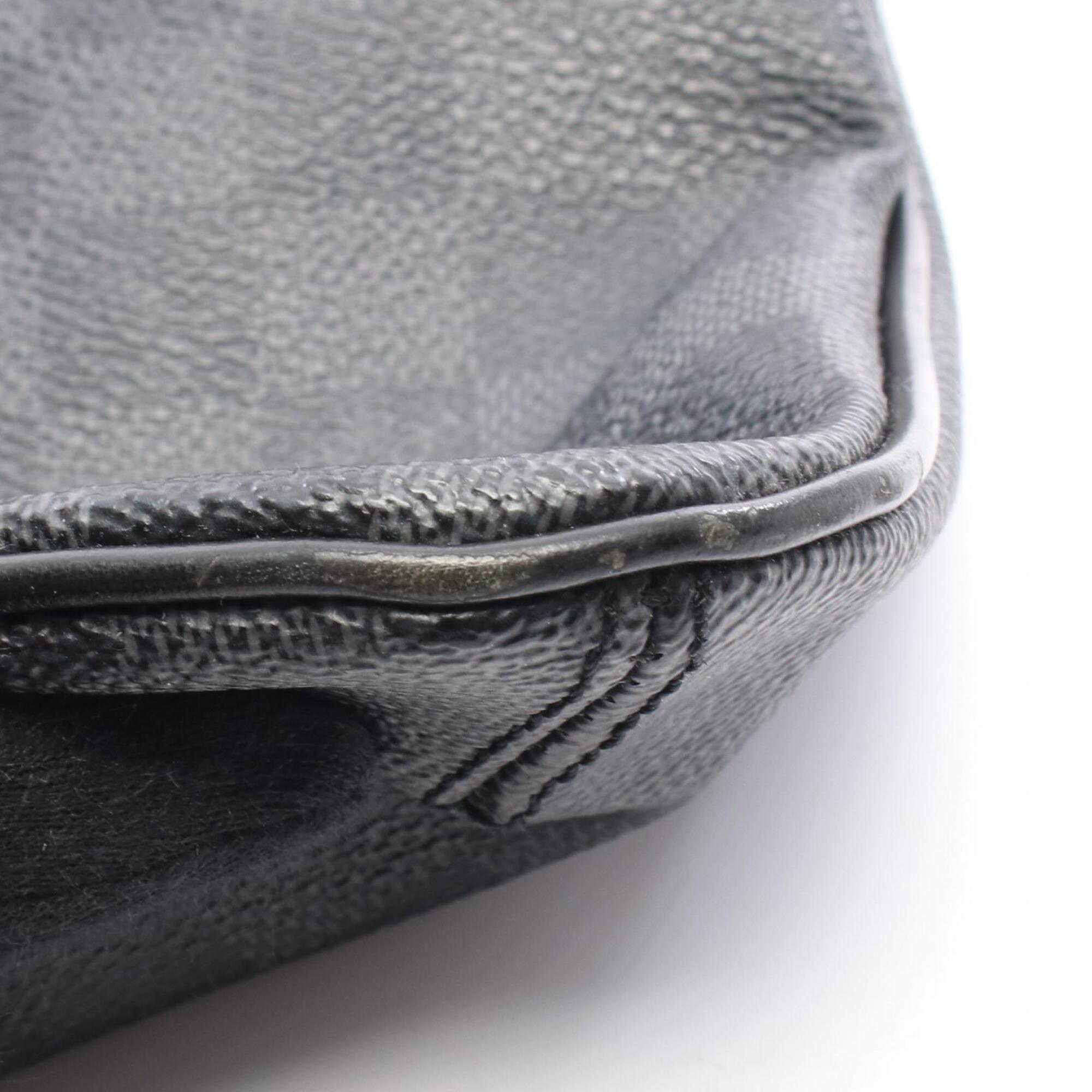 Louis Vuitton Black Coated Canvas Leather Handbag Shoulder Bag (Pre-Owned)