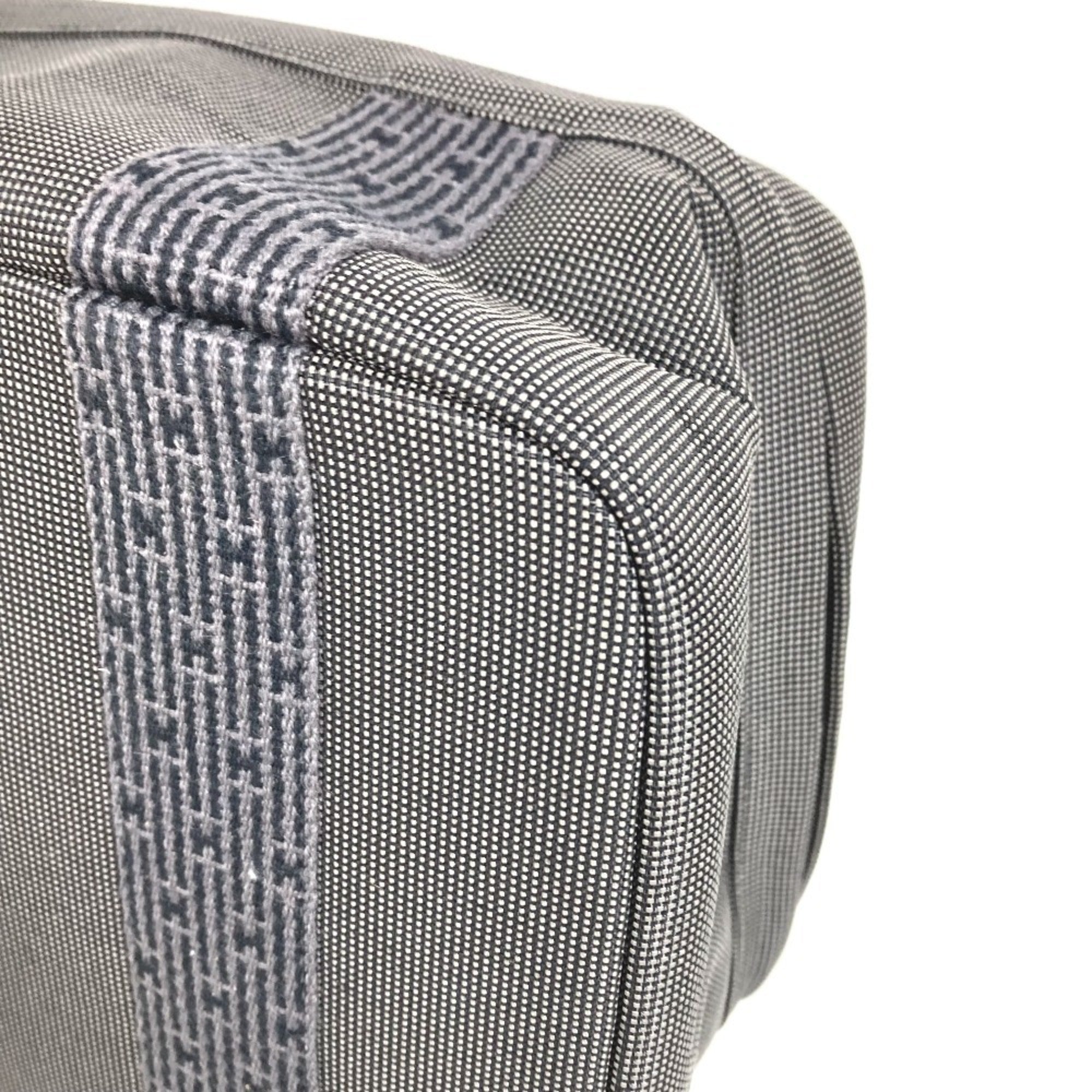 Hermes Gray Canvas Handbag Pouch Vanity Bag (Pre-Owned)