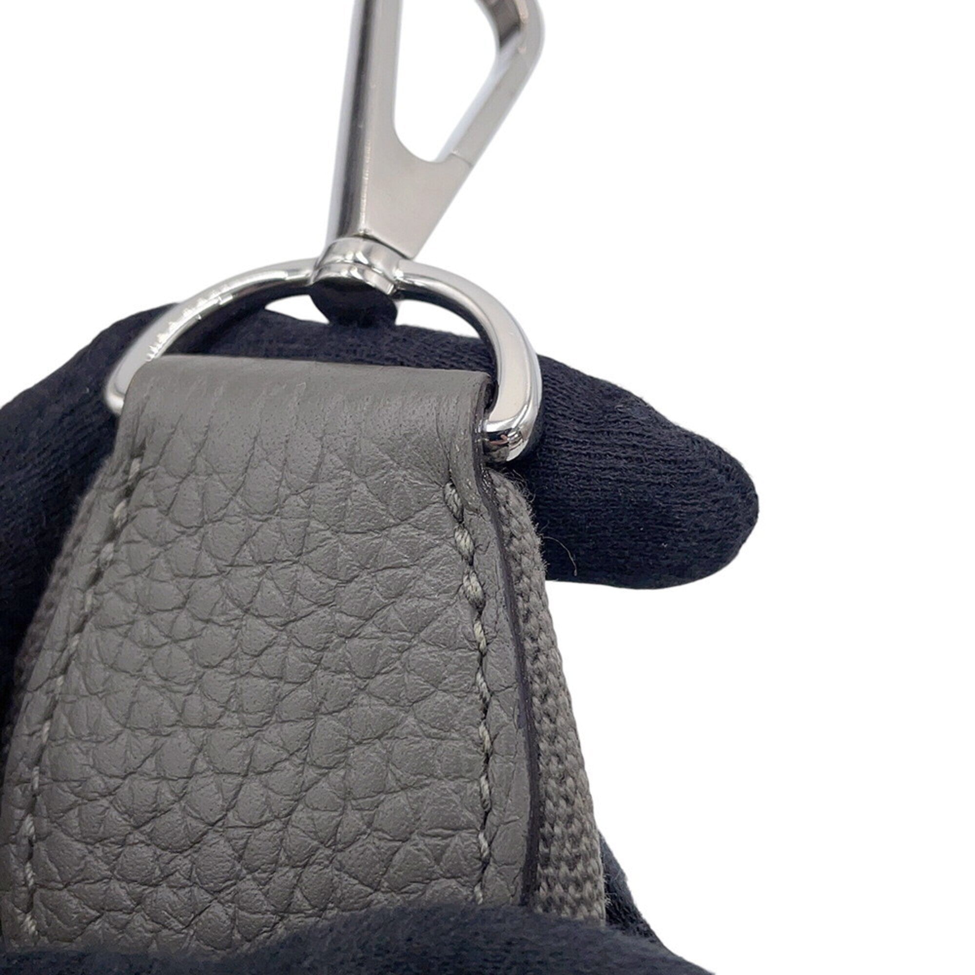 Hermes Evelyne Silver Taurillon Clemence Leather Handbag Shoulder Bag (Pre-Owned)