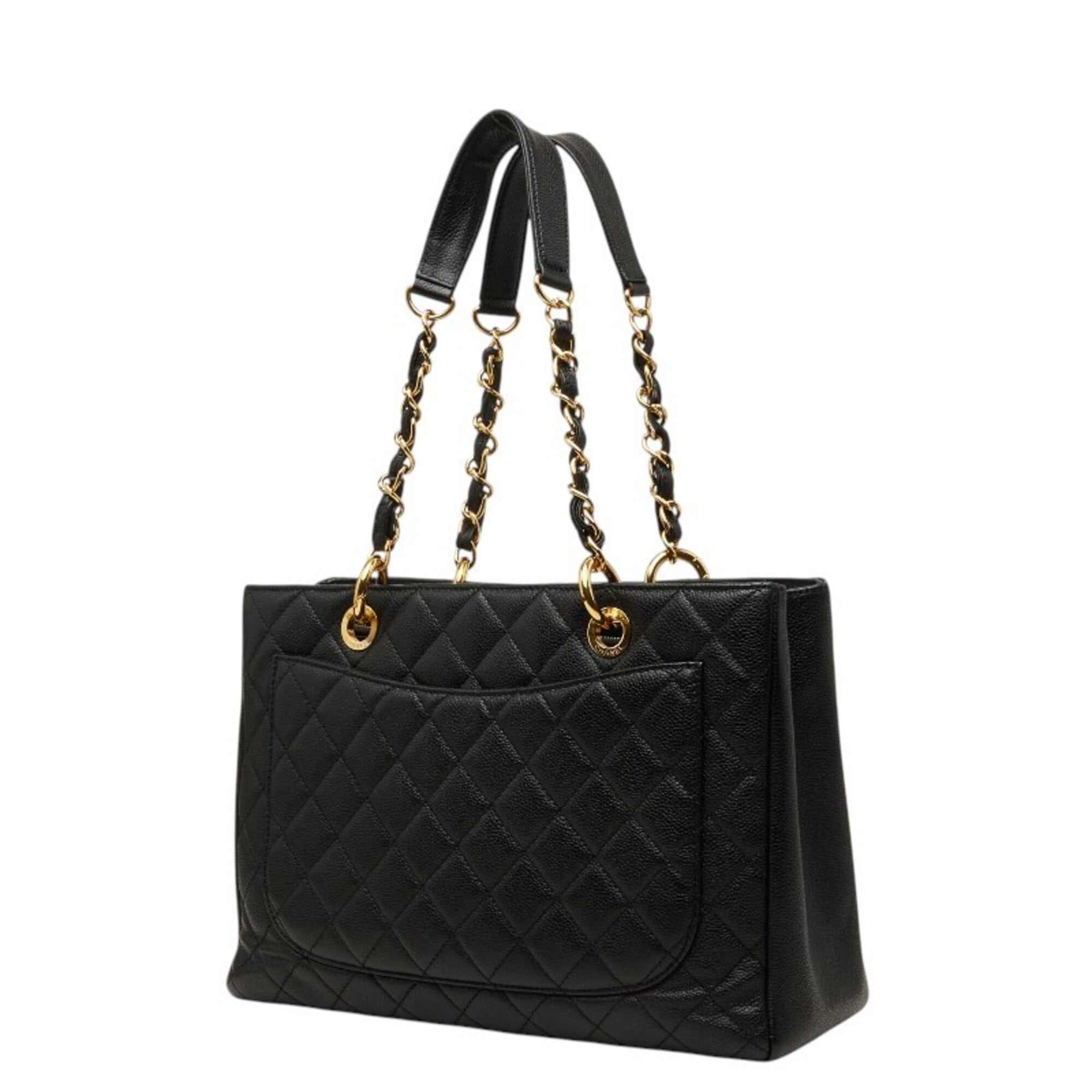Chanel Black Grained Calfskin Shoulder Bag Tote Bag (Pre-Owned)