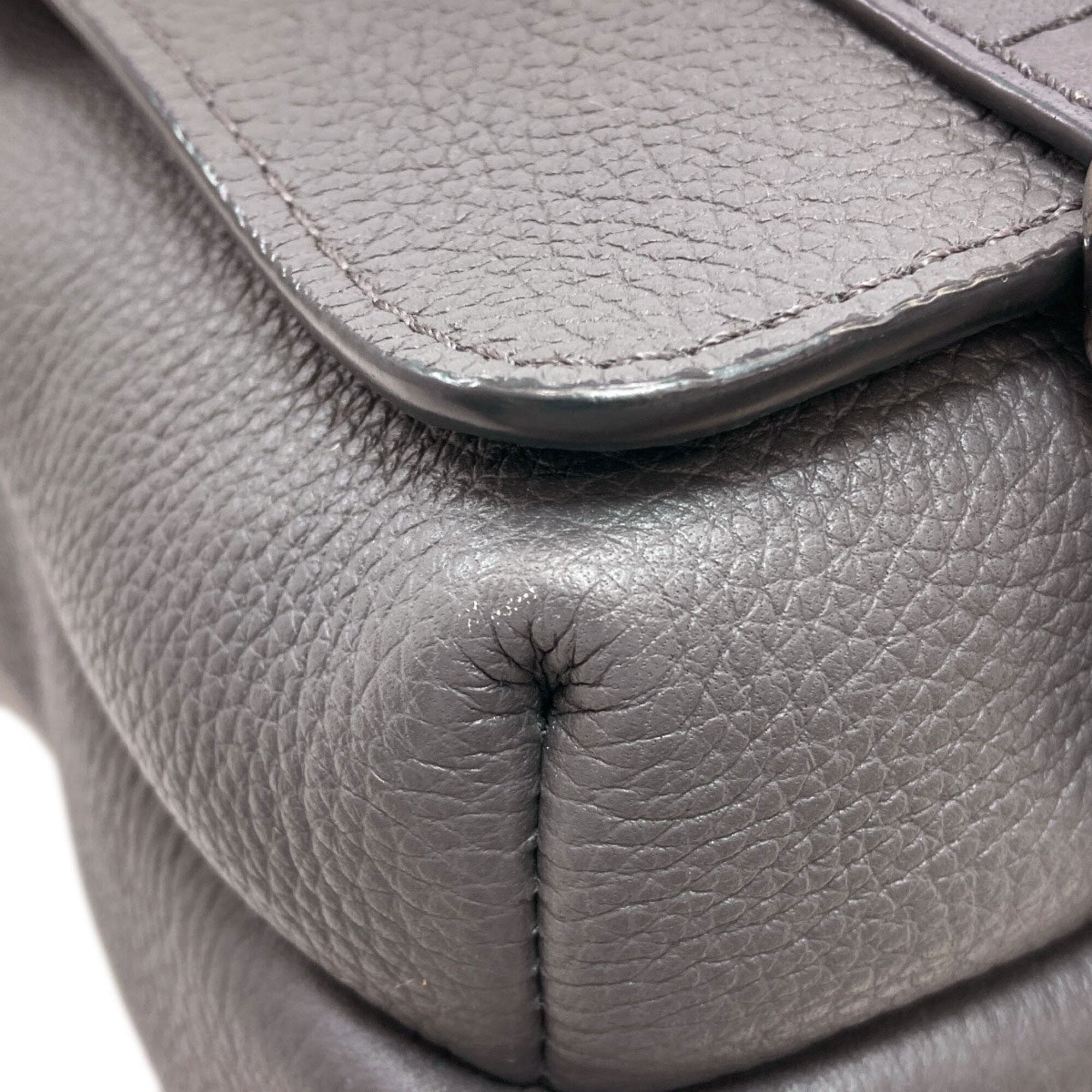 Loewe Gray Leather Messenger Bag Shoulder Bag (Pre-Owned)