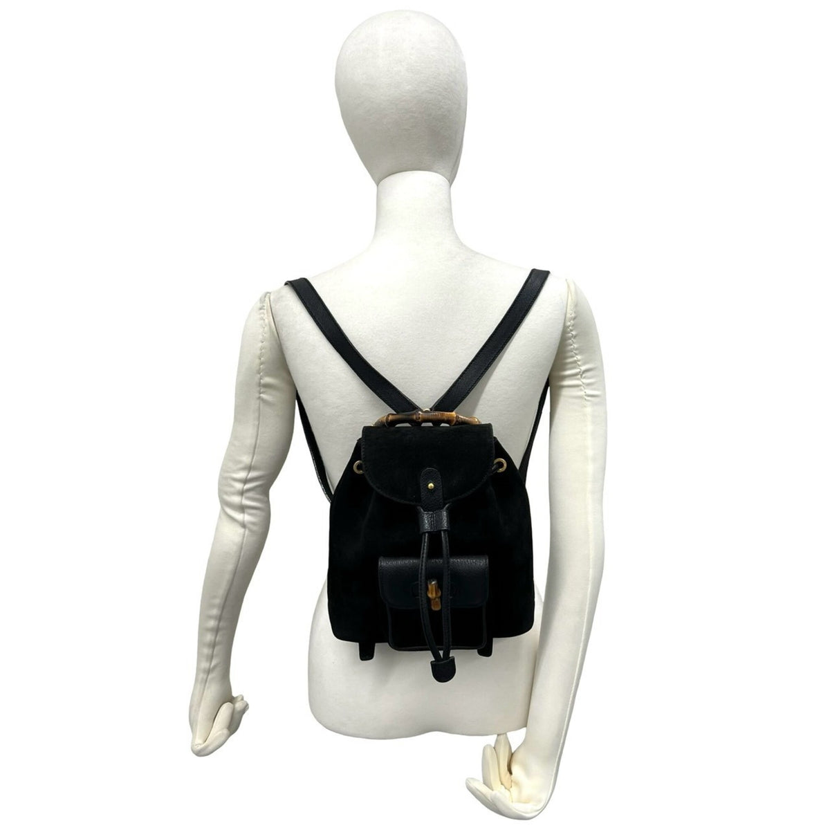 Gucci Black Suede Leather Backpack (Pre-Owned)