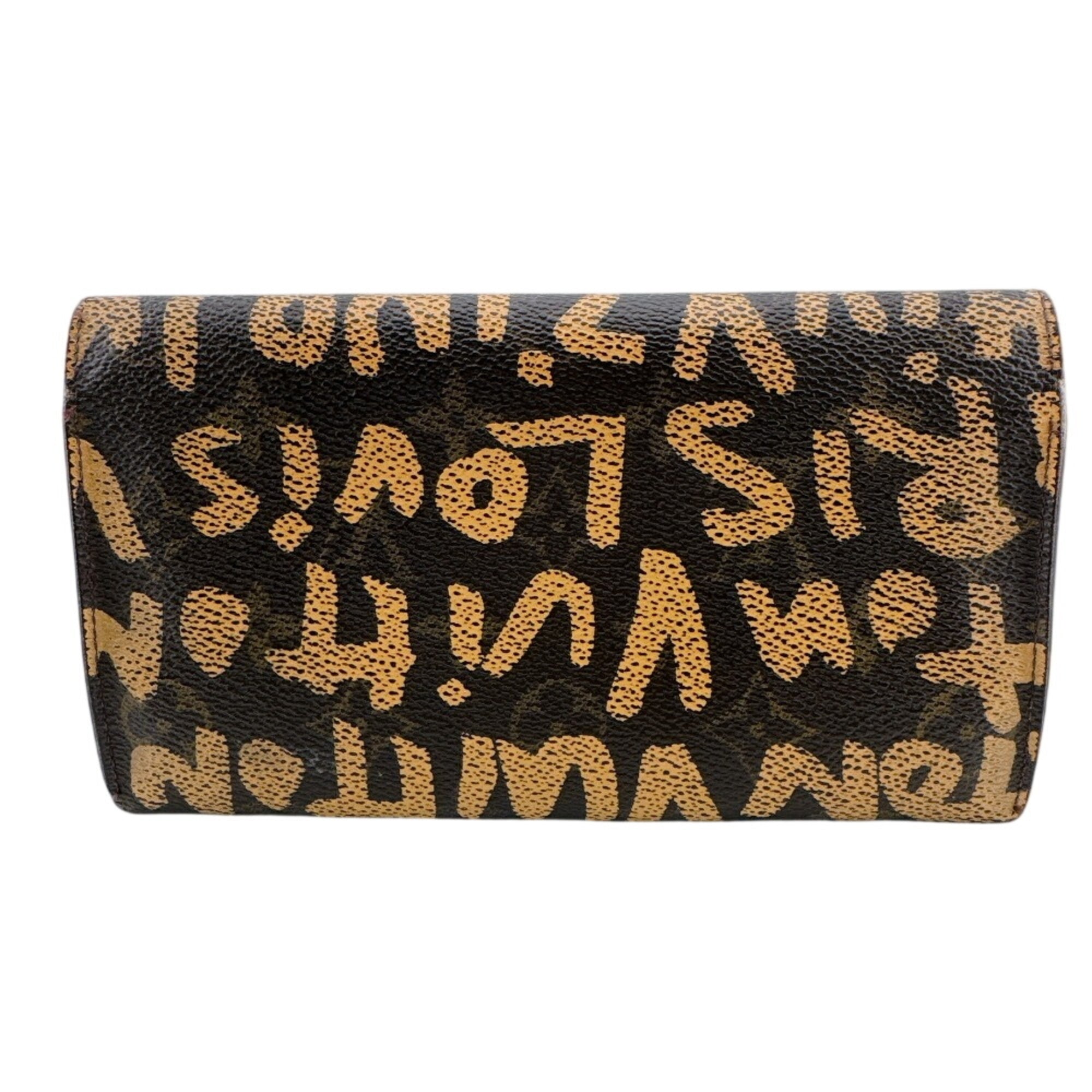 Louis Vuitton Brown Leather Long Wallet (Tri-Fold) (Pre-Owned)