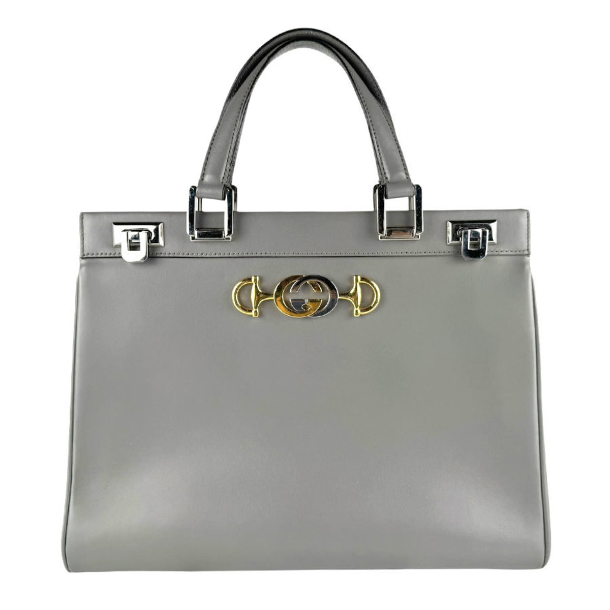 Gucci Gray Leather Handbag Shoulder Bag (Pre-Owned)
