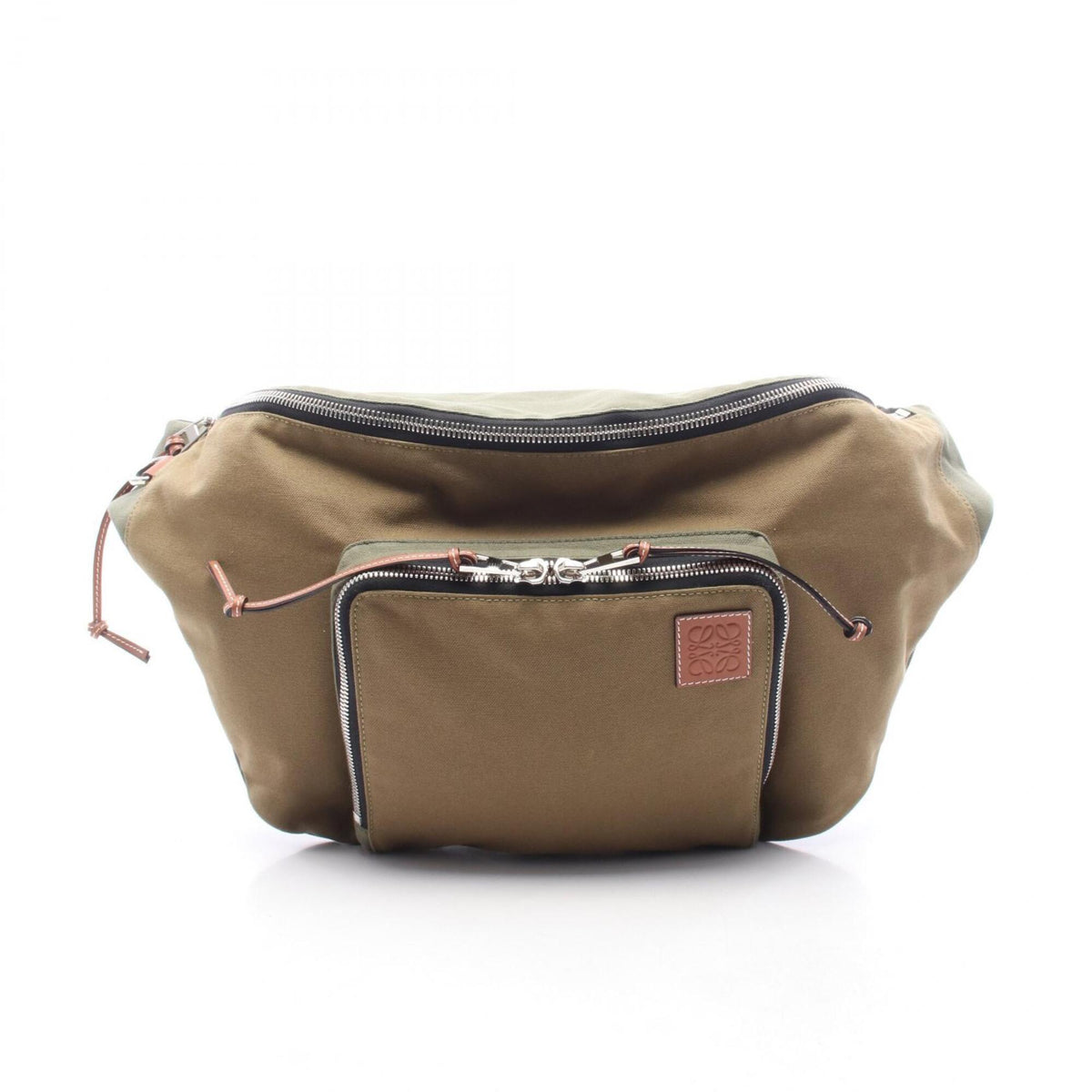 Loewe Brown Khaki Canvas Leather Backpack Fanny Pack (Pre-Owned)