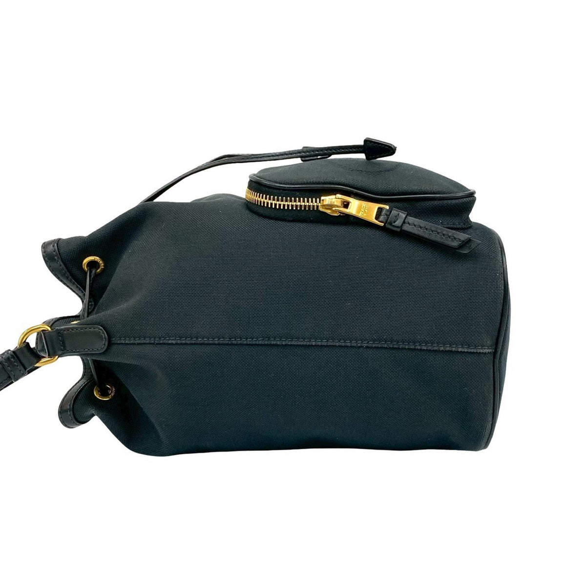 Prada Black Canvas Leather Handbag Shoulder Bag (Pre-Owned)