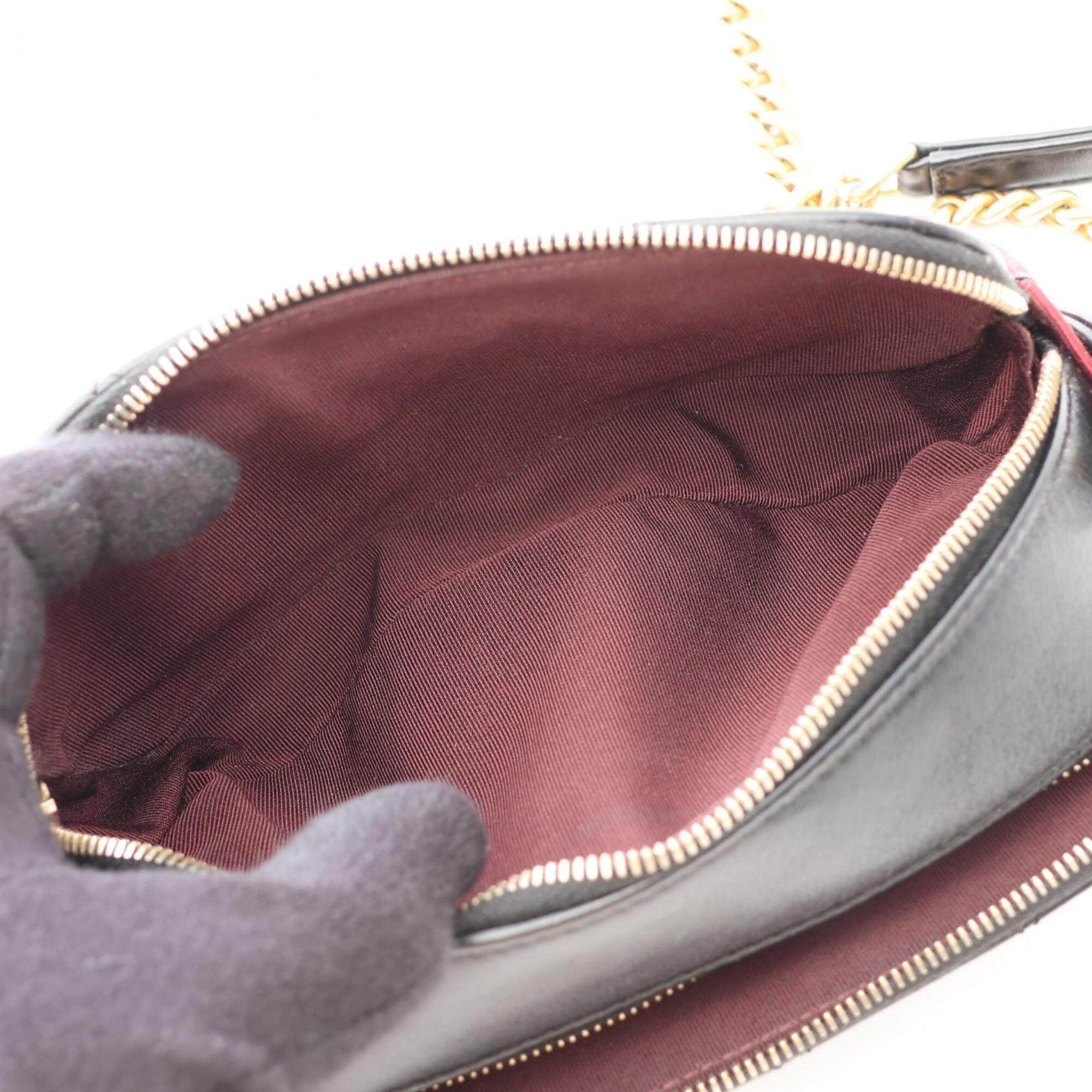 Chanel Black Bordeaux Leather Canvas Handbag Shoulder Bag (Pre-Owned)