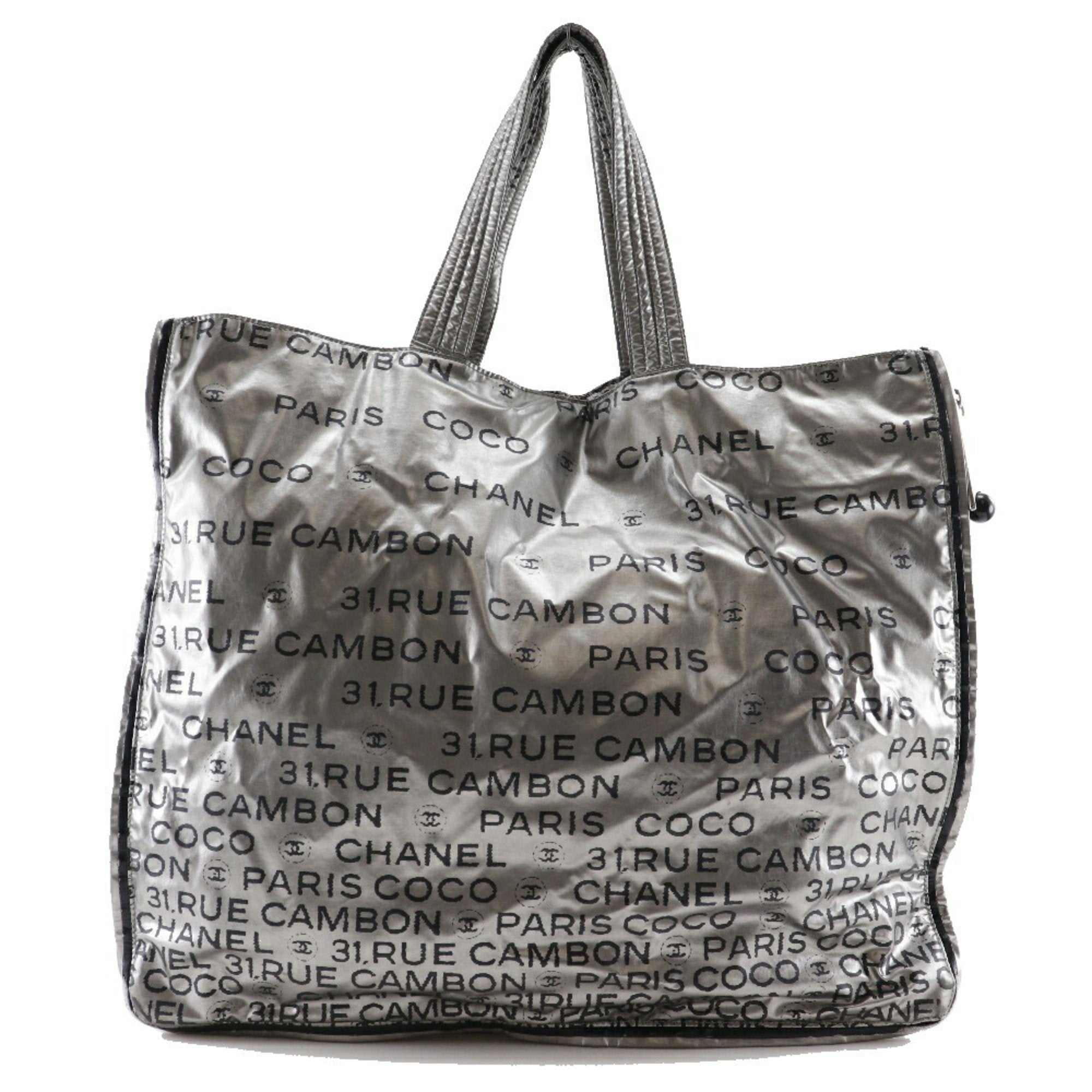 Chanel Silver Nylon Tote Bag (Pre-Owned)