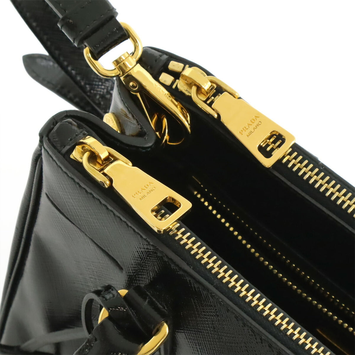 Prada Black Nero Patent Leather Handbag Shoulder Bag (Pre-Owned)
