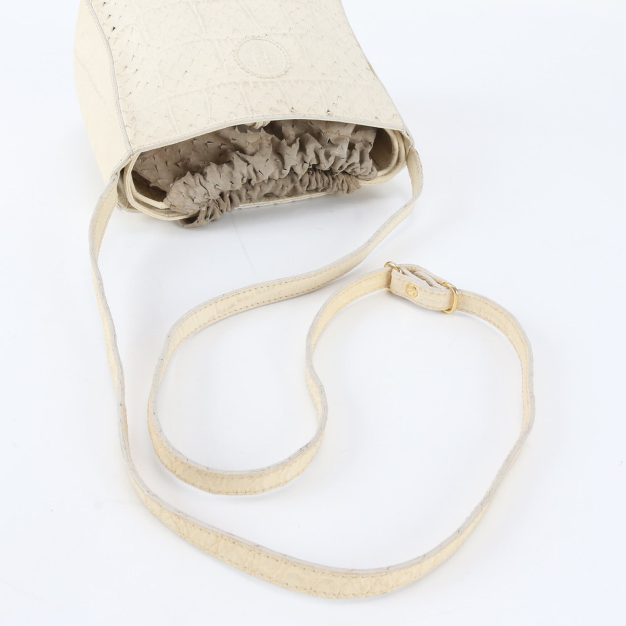 Fendi Ivory Leather Handbag Shoulder Bag Tote Bag (Pre-Owned)