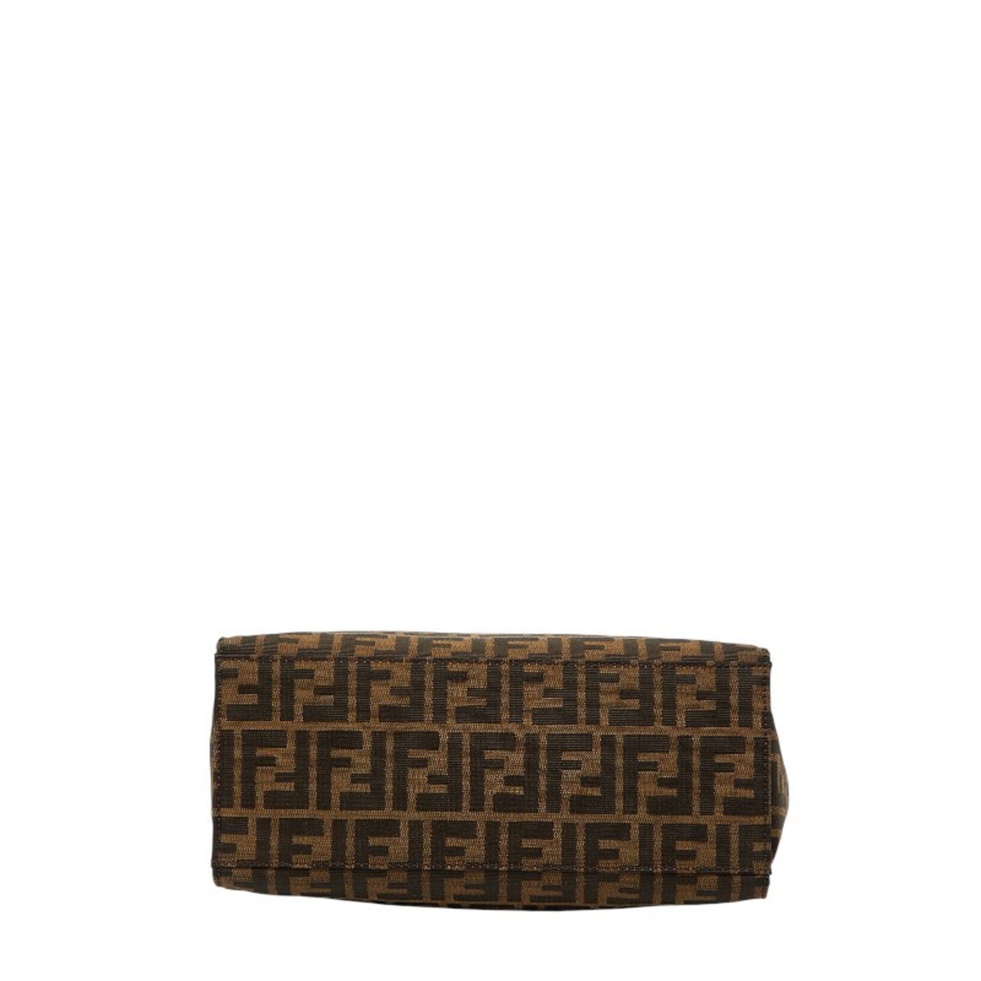 Fendi Brown Canvas Leather Shoulder Bag Tote Bag (Pre-Owned)