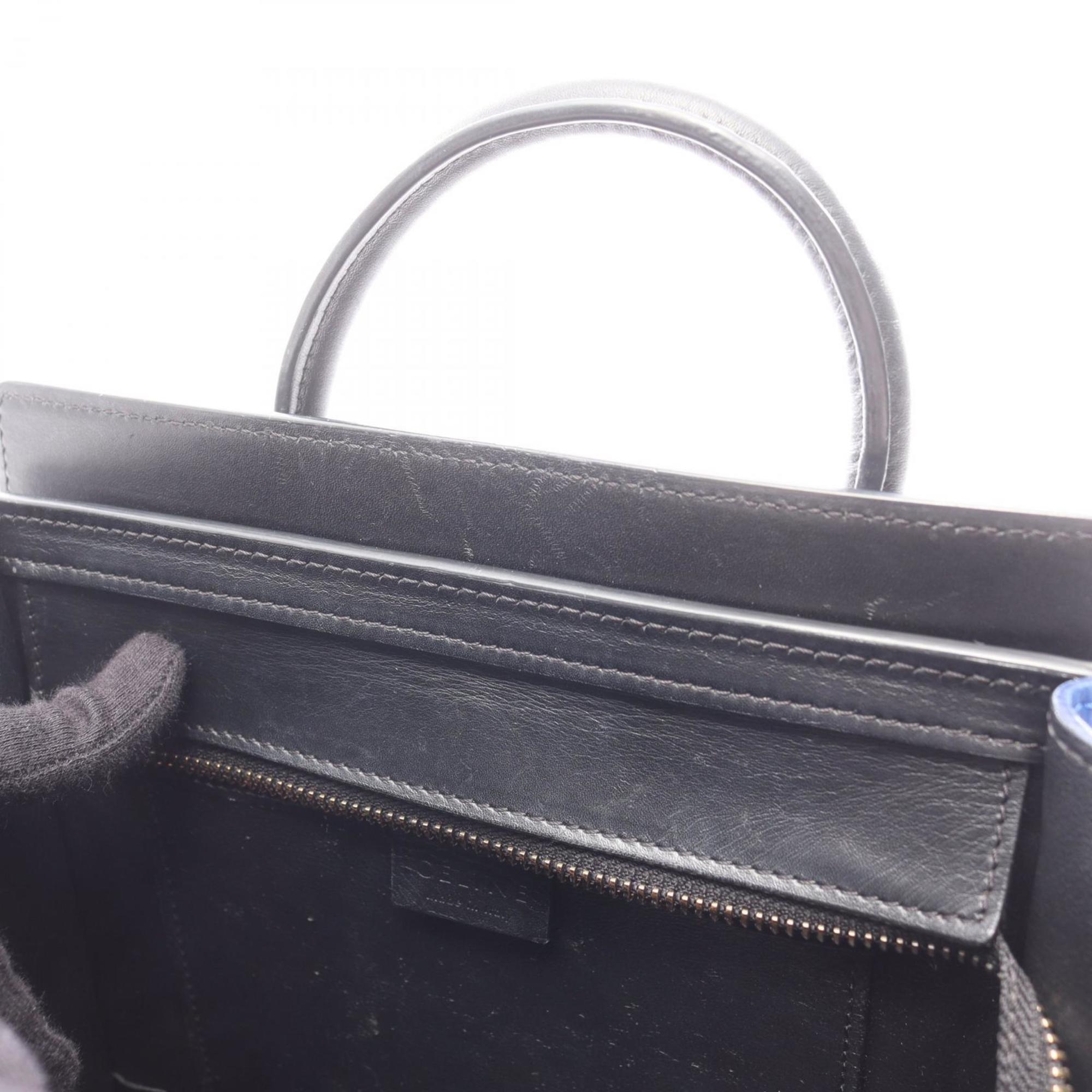 Celine Beige Black Blue Leather Handbag (Pre-Owned)