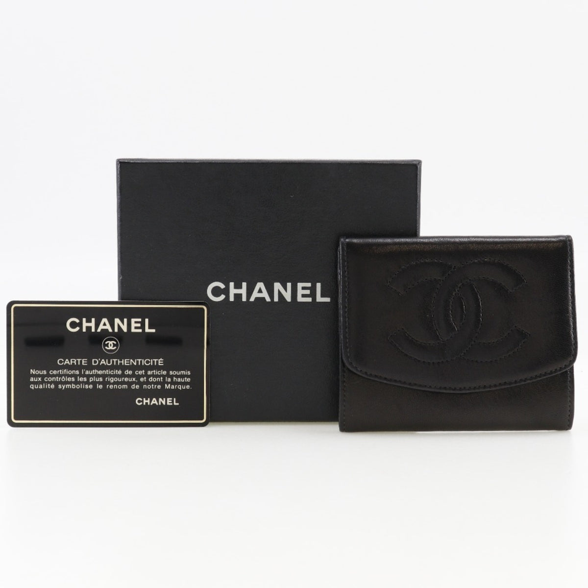 Chanel Black Leather Coin Purse/Coin Case (Pre-Owned)