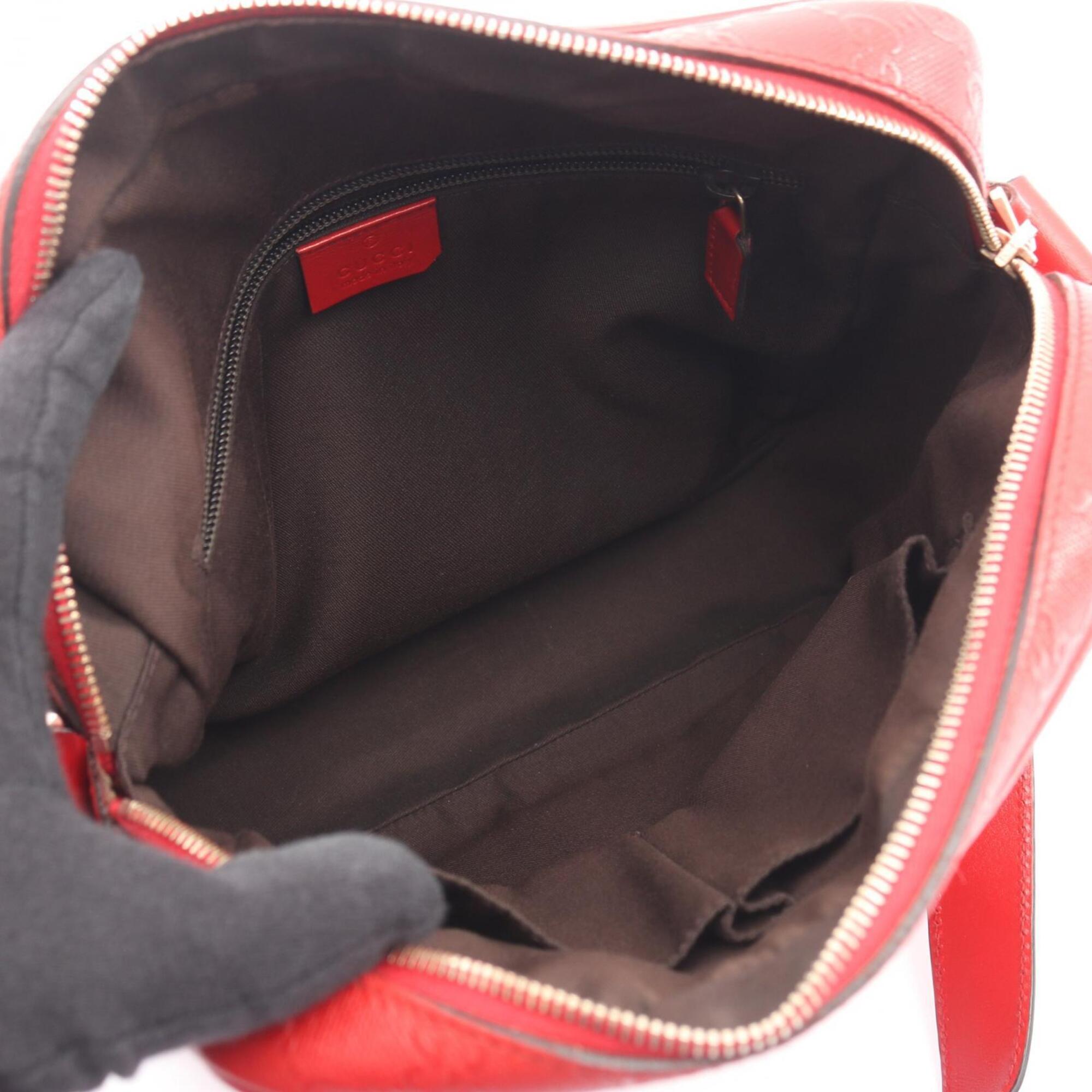 Gucci Red Color Leather Handbag Shoulder Bag (Pre-Owned)