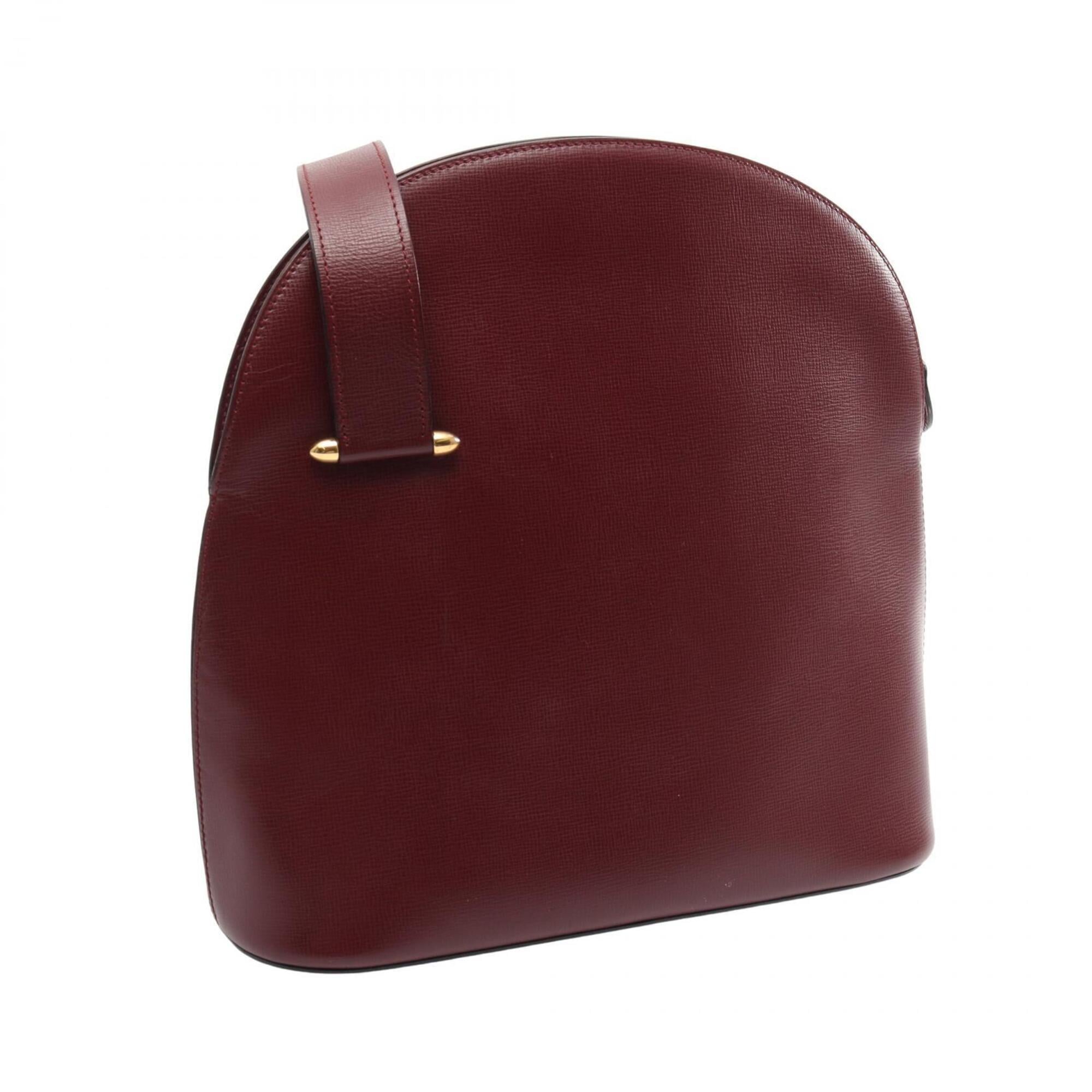 Cartier Bordeaux Leather Handbag Shoulder Bag (Pre-Owned)