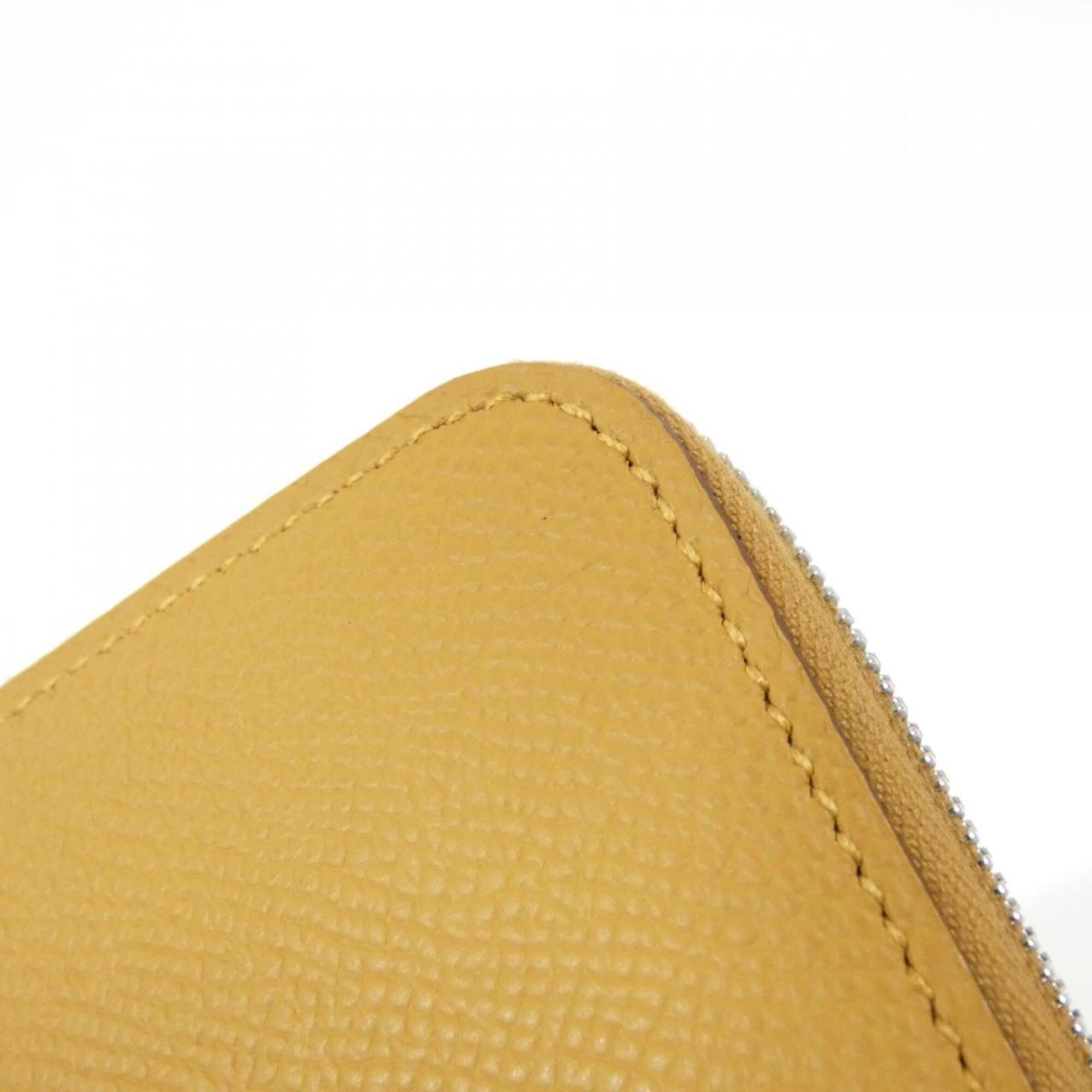 Hermes Brown Silk Epsom Leather Long Wallet (Bi-Fold) (Pre-Owned)