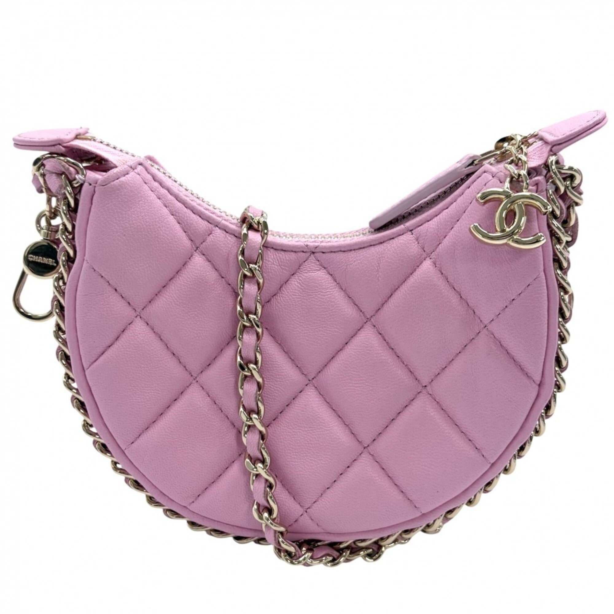Chanel Pink Leather Pochette Shoulder Bag (Pre-Owned)
