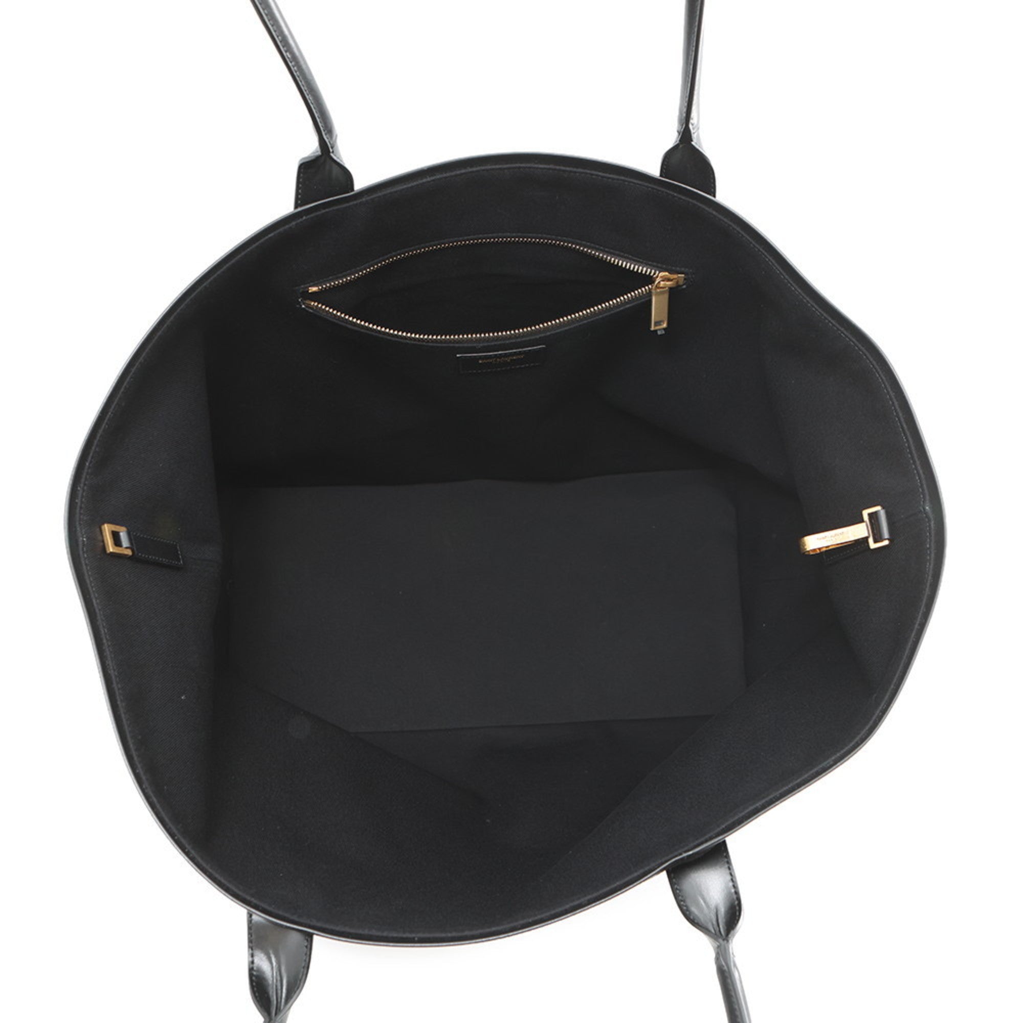 Yves Saint Laurent Black Canvas Leather Handbag Tote Bag (Pre-Owned)