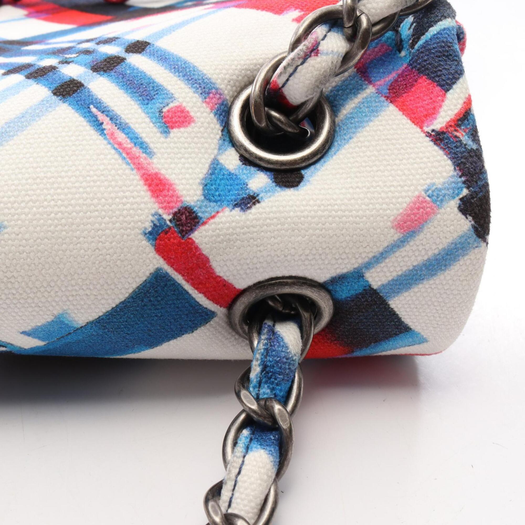 Chanel Multi-Color White Canvas Handbag Shoulder Bag (Pre-Owned)