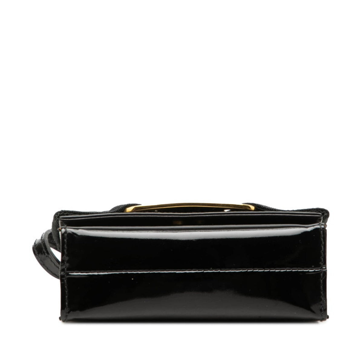 Salvatore Ferragamo Black Patent Leather Pochette Shoulder Bag (Pre-Owned)