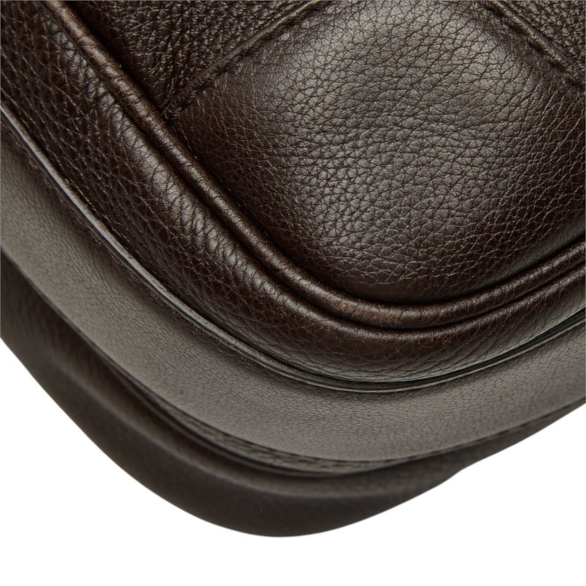 Gucci Dark Brown Leather Messenger Bag Shoulder Bag (Pre-Owned)