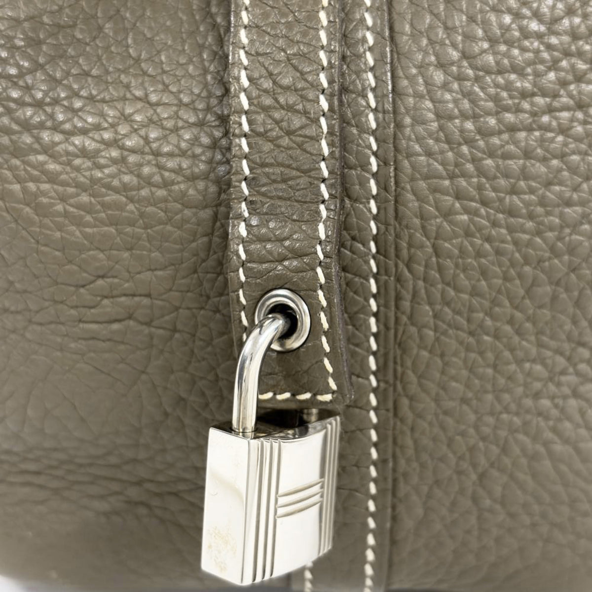 Hermes Picotin Etoupe Gray Gray Taurillon Clemence Leather Handbag (Pre-Owned)