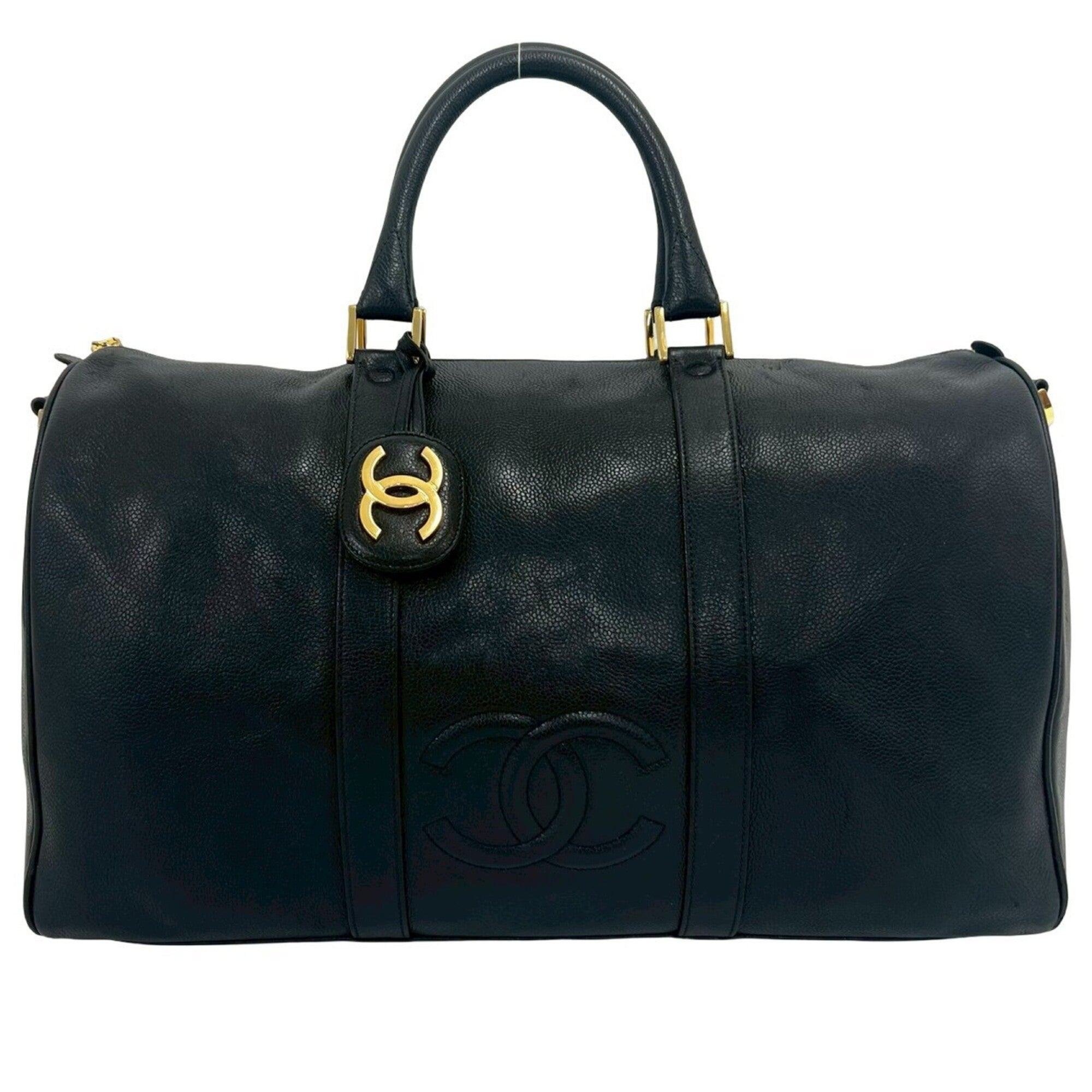 Chanel Black Grained Calfskin Boston Bag Shoulder Bag (Pre-Owned)