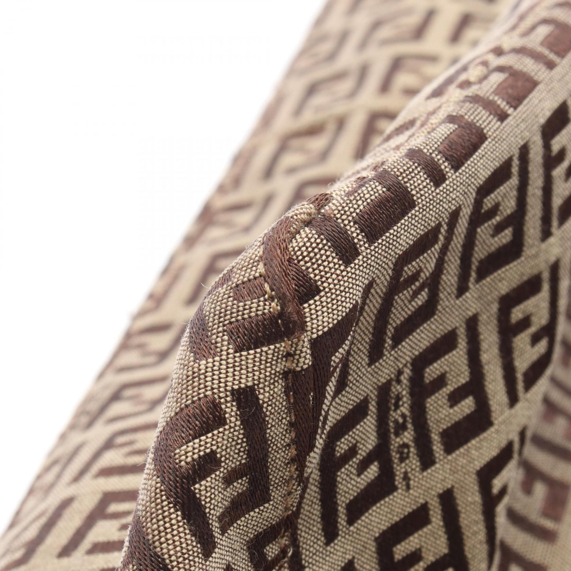 Fendi Beige Brown Canvas Leather Handbag Tote Bag (Pre-Owned)
