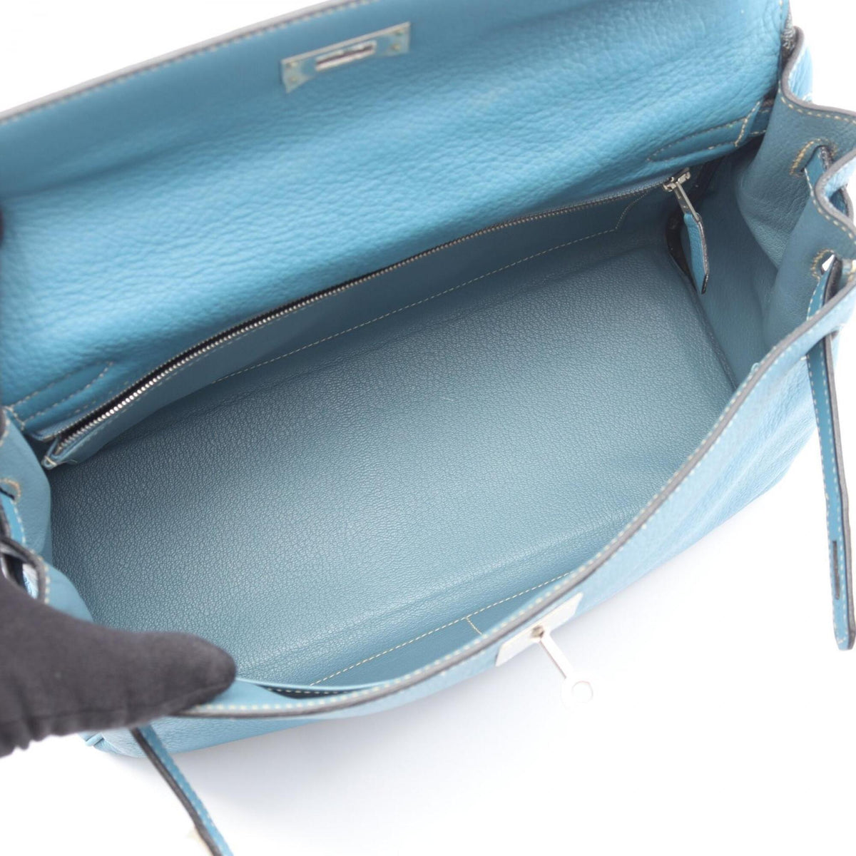 Hermes Blue Taurillon Clemence Leather Handbag (Pre-Owned)