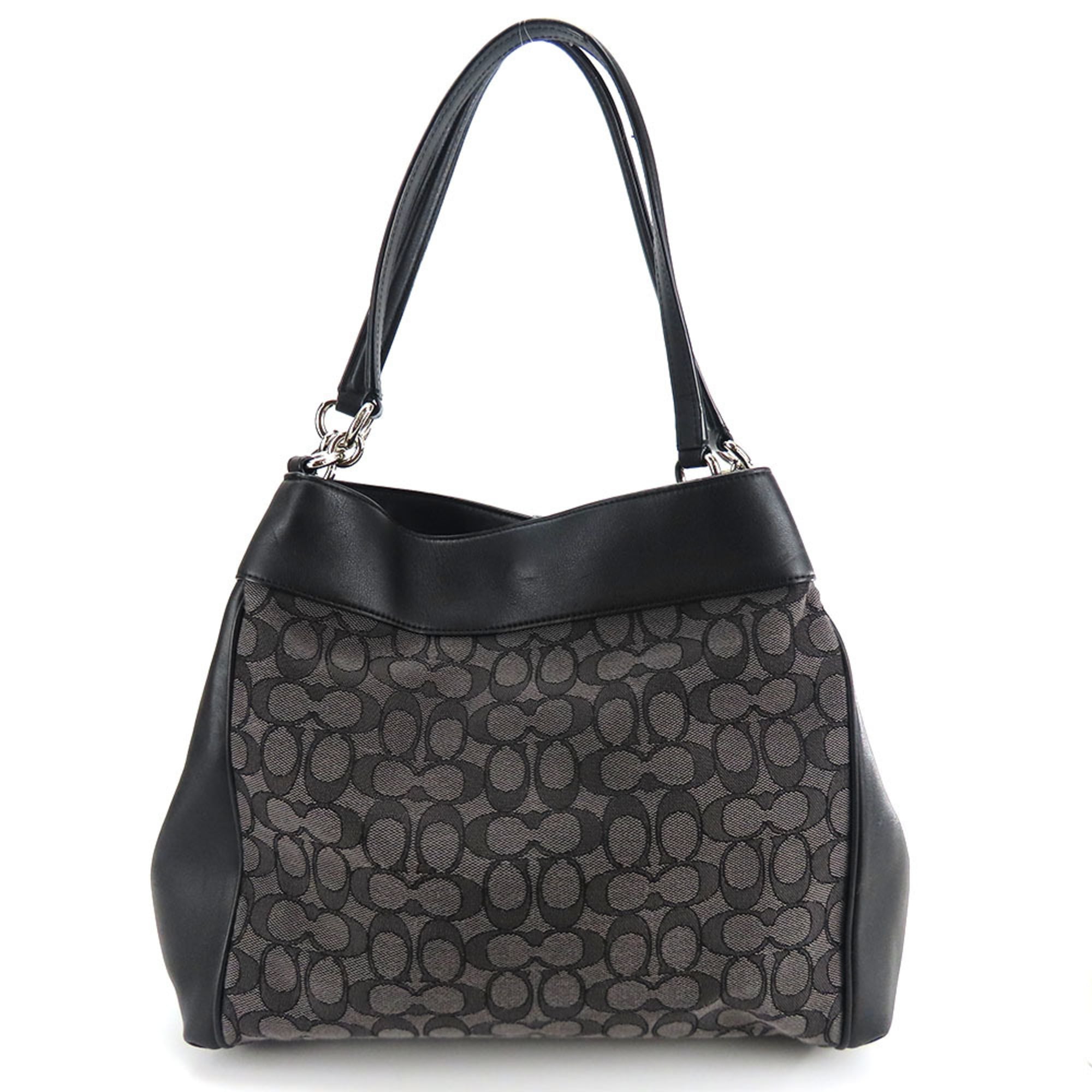 Coach Black Canvas Leather Tote Bag (Pre-Owned)
