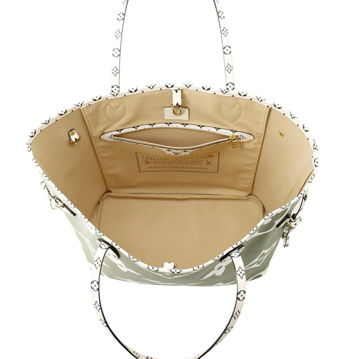 Louis Vuitton Beige Khaki Monogram White Monogram Handbag Pouch Tote Bag (Pre-Owned)