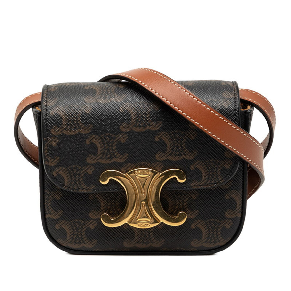 Celine Black Brown Pvc Leather Shoulder Bag (Pre-Owned)