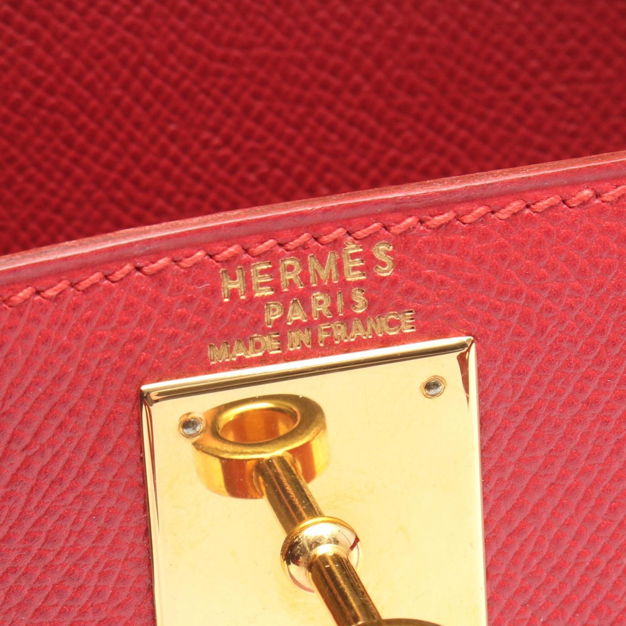 Hermes Red Color Rouge Vif Courchevel Leather Leather Handbag (Pre-Owned)