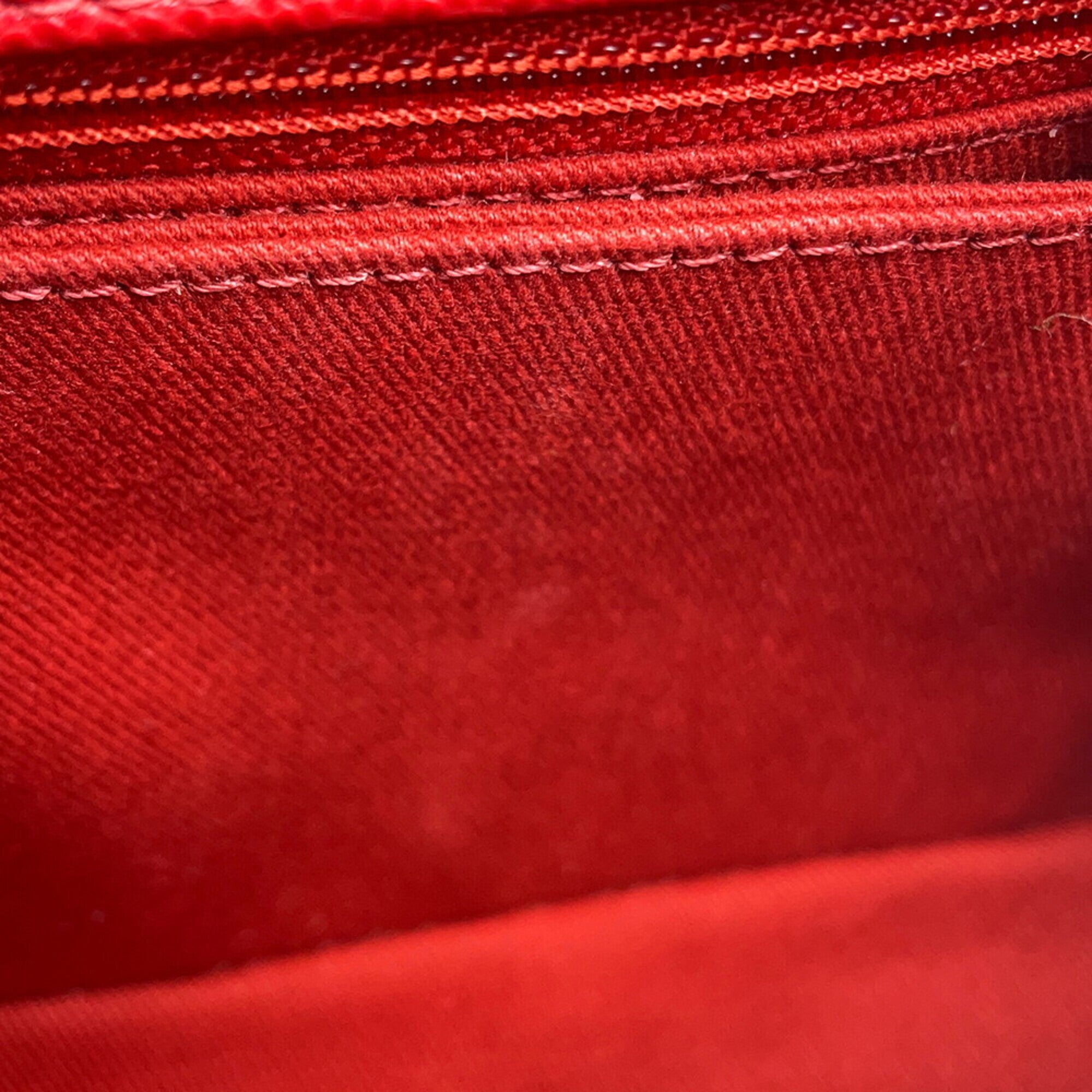 Chanel Red Color Grained Calfskin Handbag Shoulder Bag (Pre-Owned)