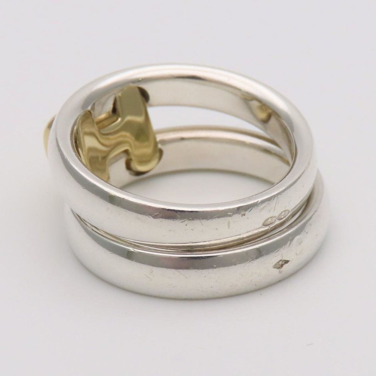 Hermes Gold Silver Yellow Gold (18K) Silver 925 Band Ring (Pre-Owned)