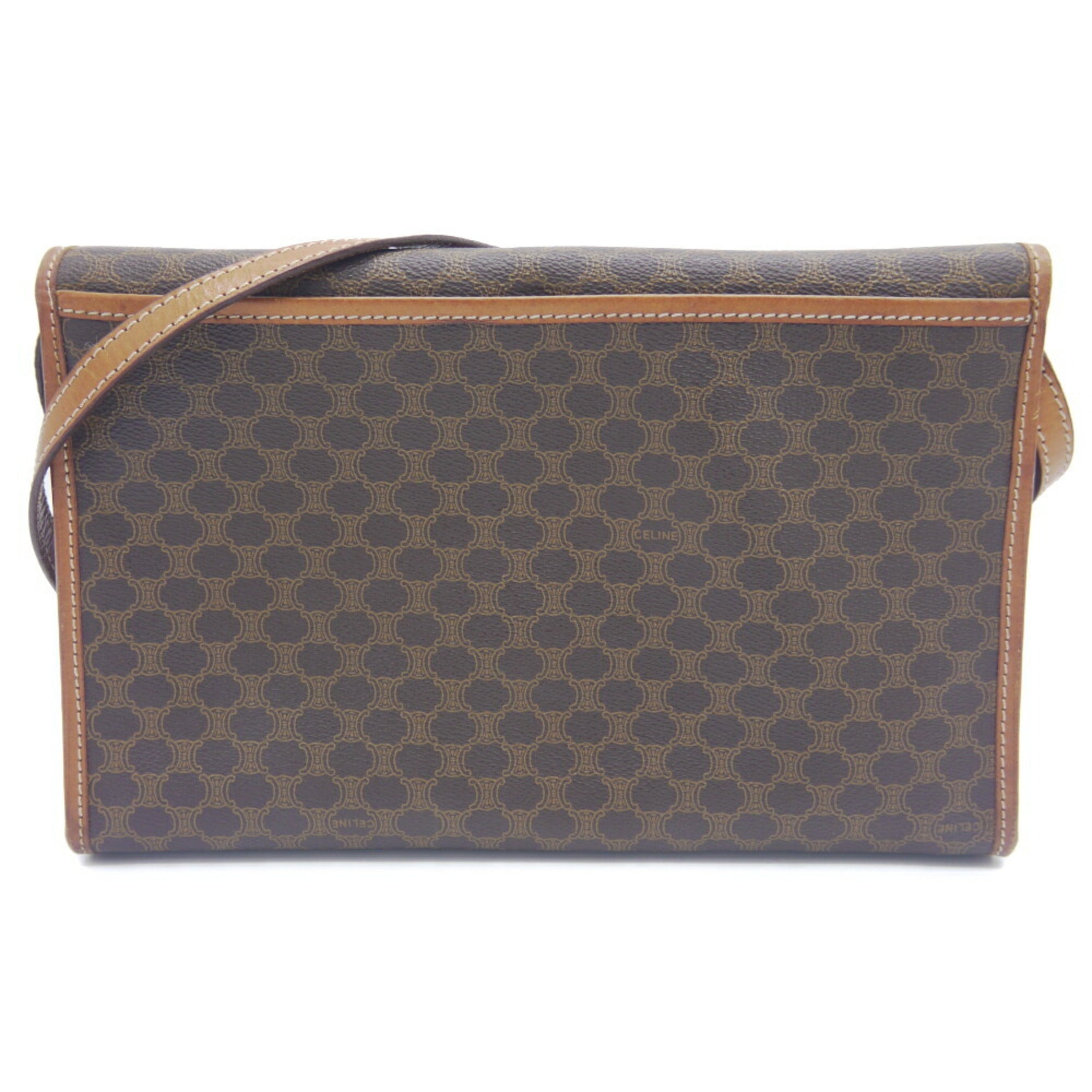Celine Brown Pvc Leather Clutch Bag Shoulder Bag (Pre-Owned)