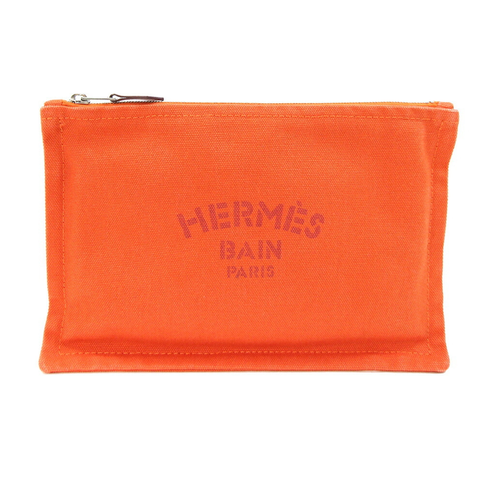Hermes Orange Canvas Pouch (Pre-Owned)