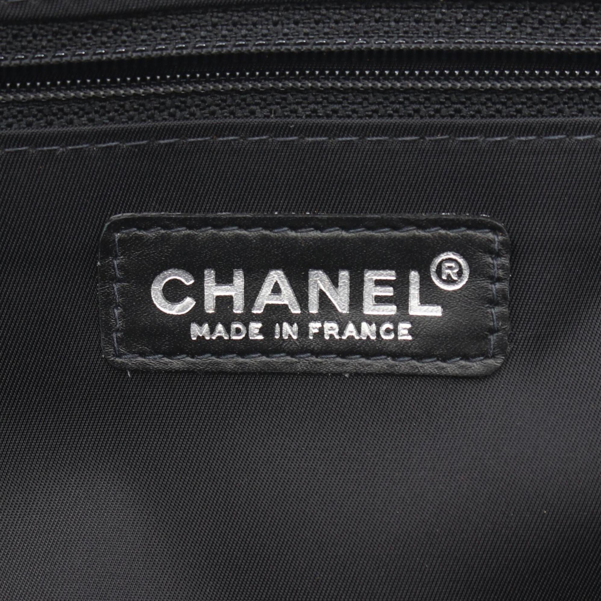 Chanel Black Leather Nylon Canvas Handbag Tote Bag (Pre-Owned)