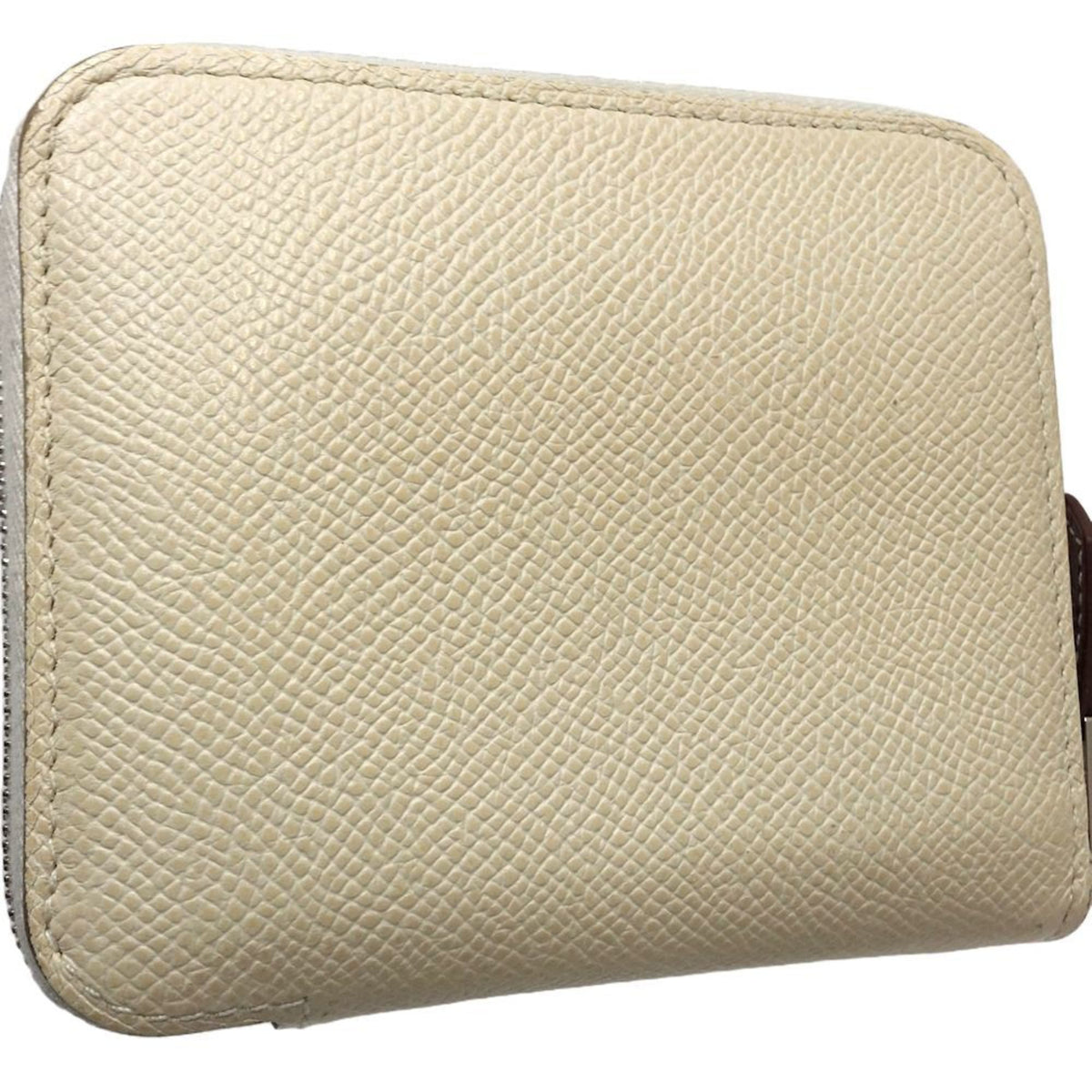 Hermes Ivory White Epsom Leather Silk Coin Purse/Coin Case (Pre-Owned)