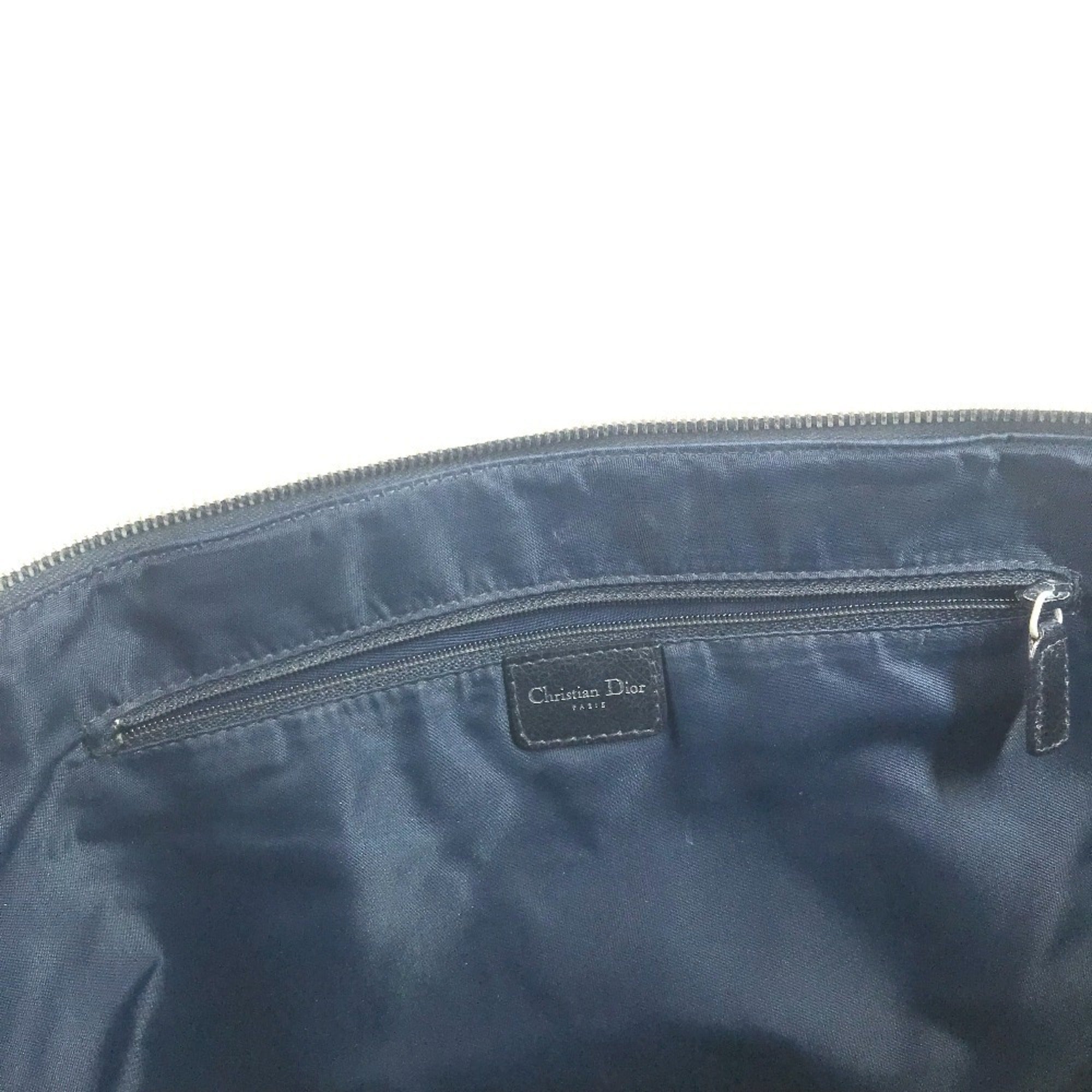 Christian Dior Blue Orange Leather Canvas Handbag Shoulder Bag Tote Bag (Pre-Owned)