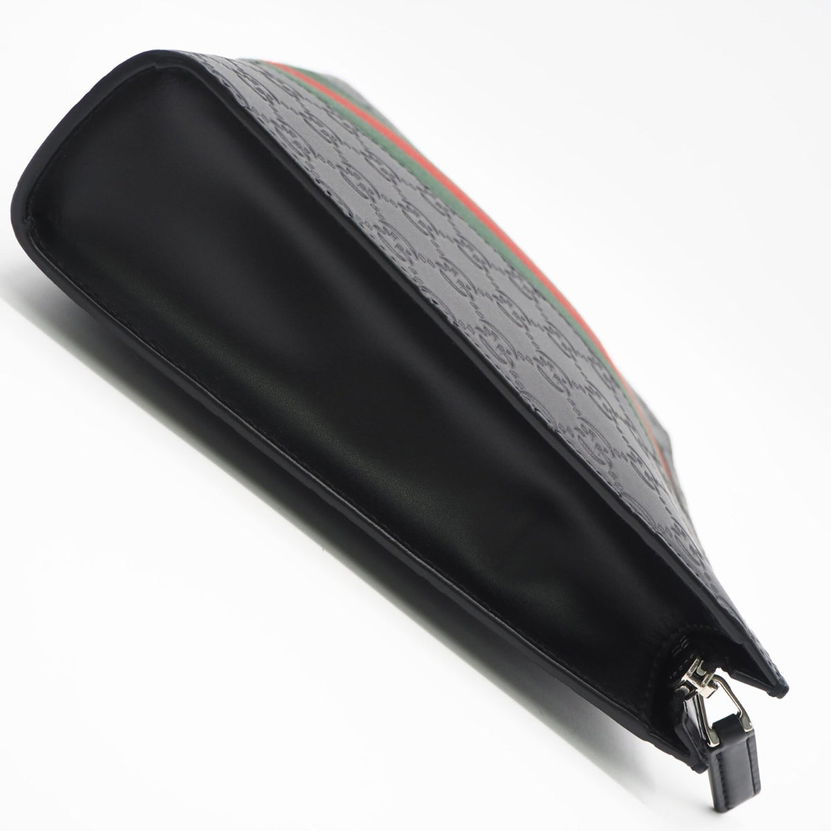 Gucci Sherry Line Black Green Red Color Leather Clutch Bag (Pre-Owned)