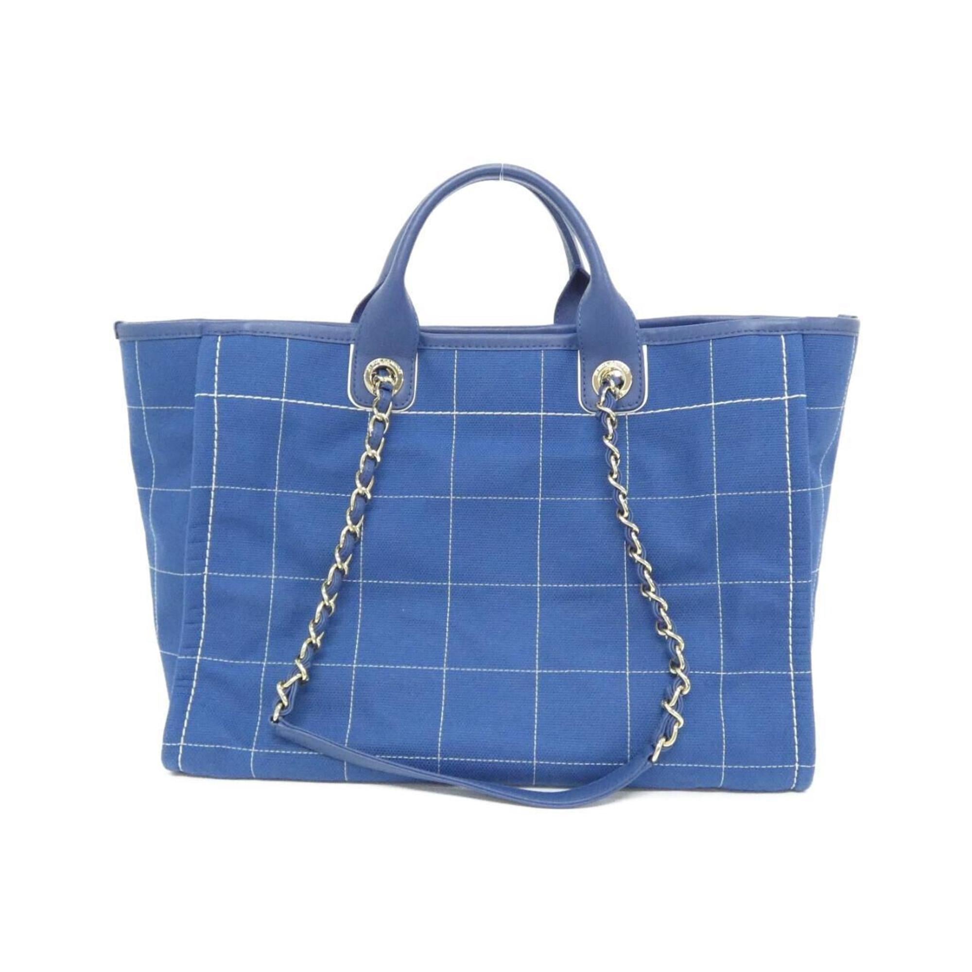 Chanel Blue White Cotton Handbag Pouch (Pre-Owned)