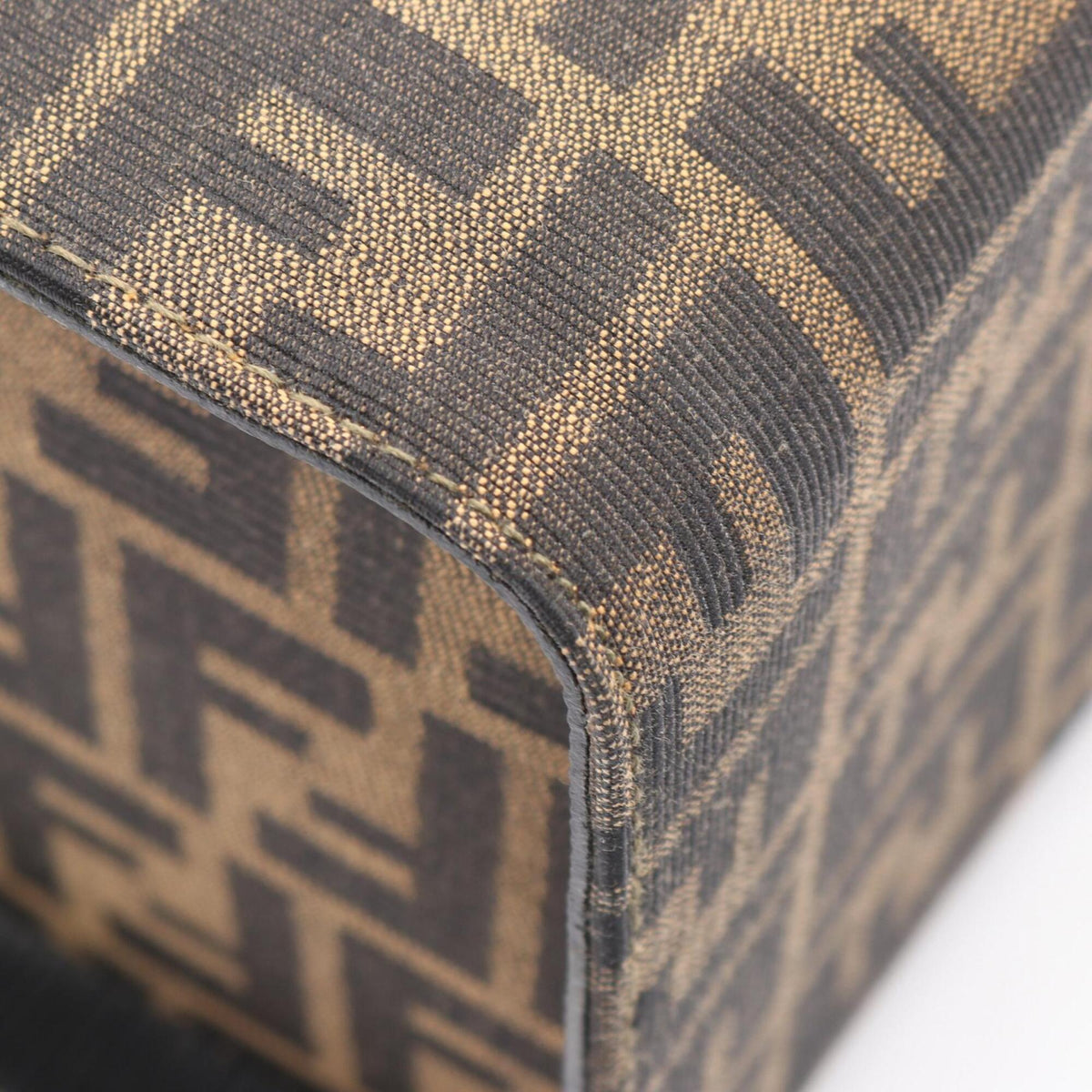 Fendi Black Brown Canvas Leather Handbag (Pre-Owned)