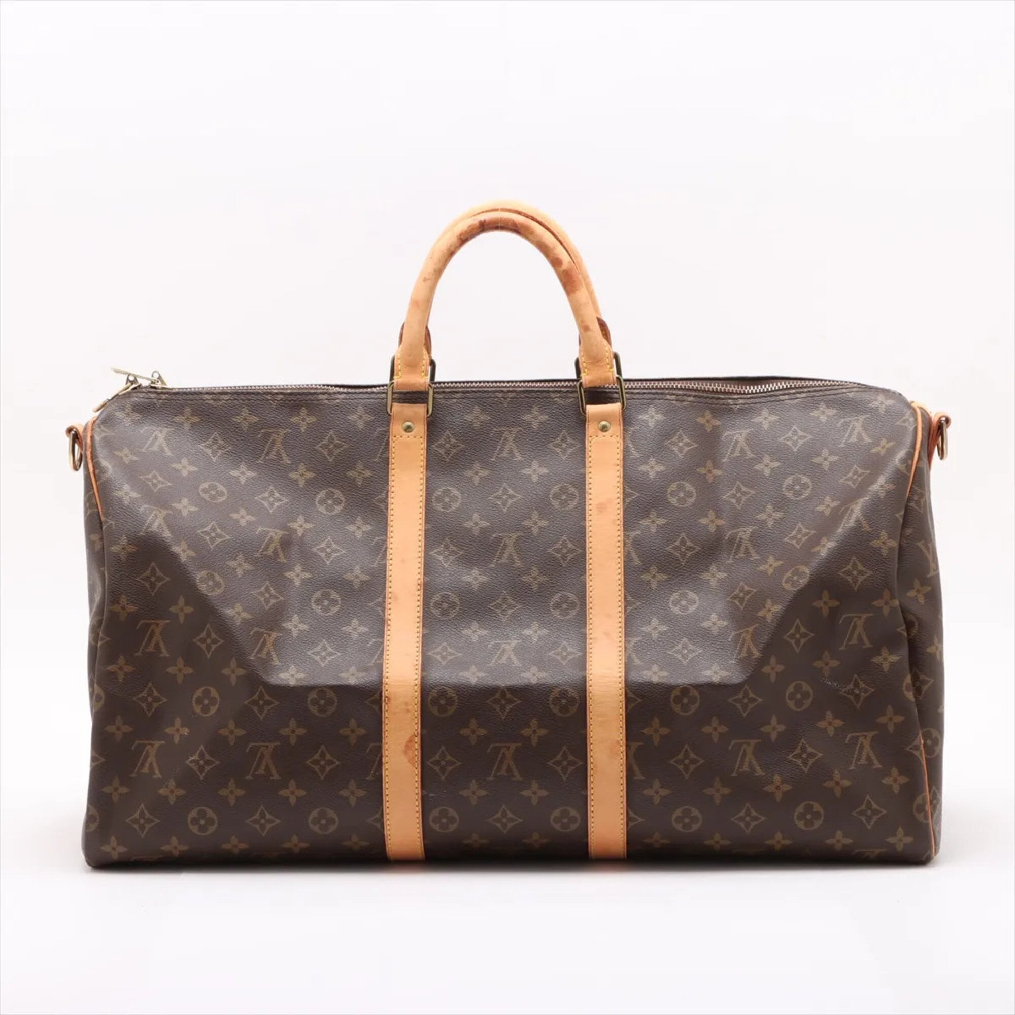 Louis Vuitton Brown Leather Coated Canvas Boston Bag Tote Bag (Pre-Owned)
