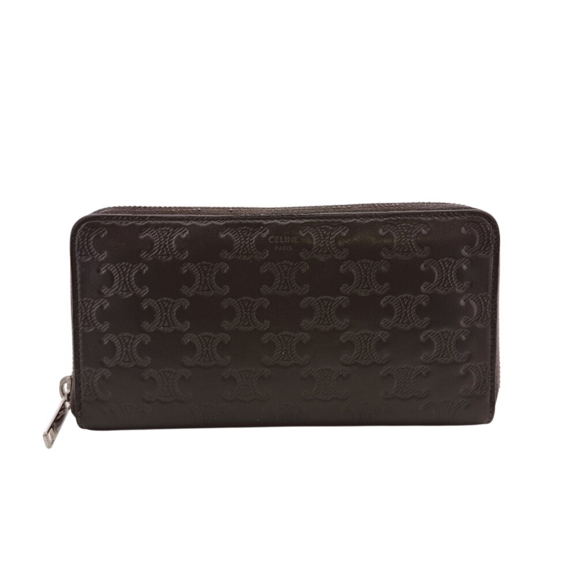 Celine Gray Leather Long Wallet (Bi-Fold) (Pre-Owned)