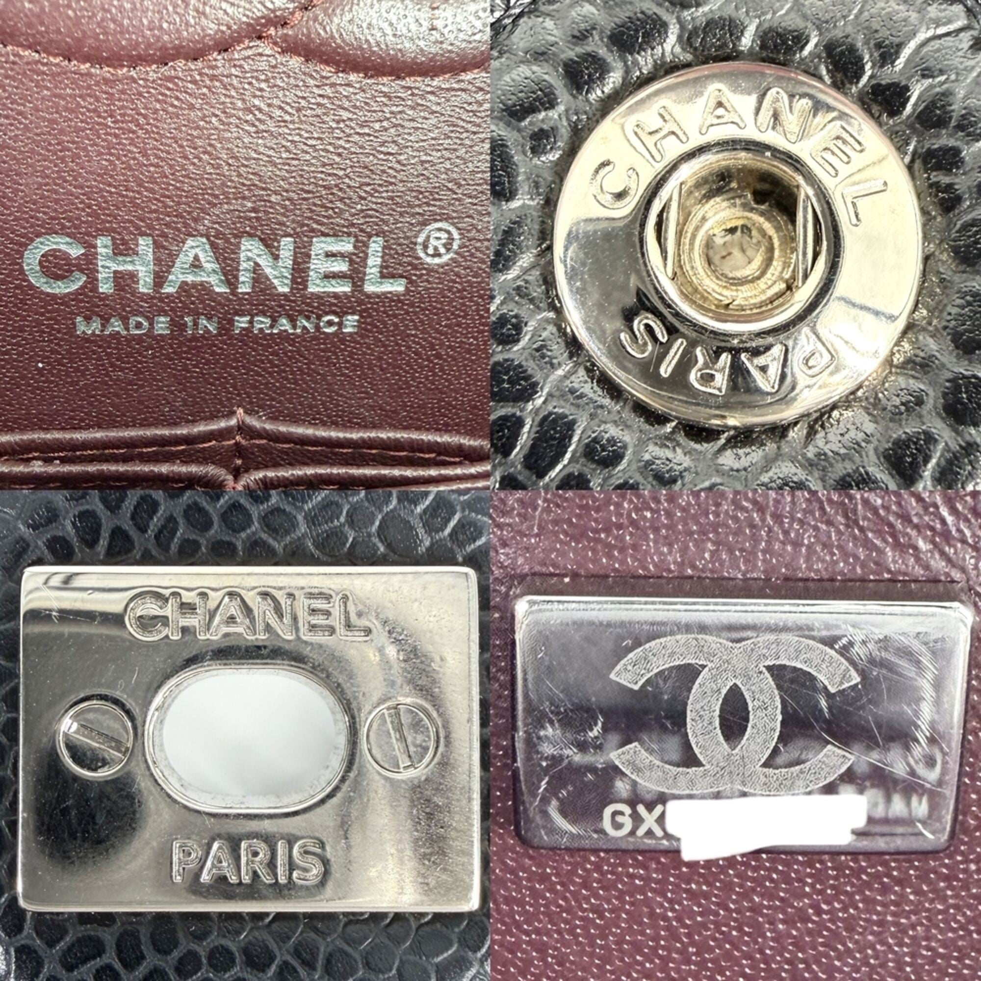 Chanel Black White Grained Calfskin Shoulder Bag (Pre-Owned)