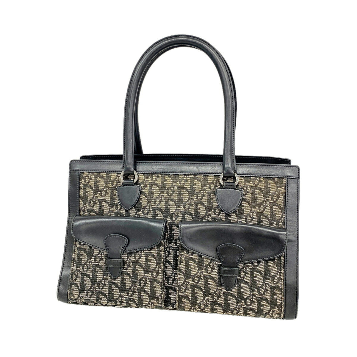 Christian Dior Beige Black Canvas Tote Bag (Pre-Owned)