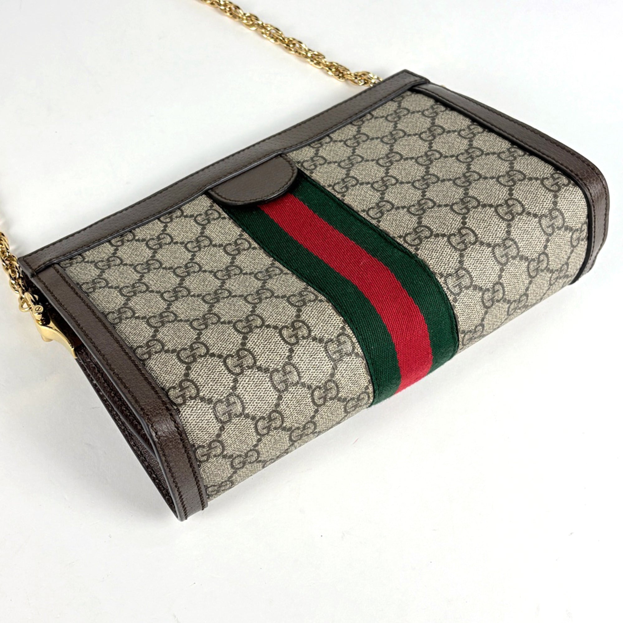 Gucci Beige Brown Gg Supreme Leather Shoulder Bag (Pre-Owned)