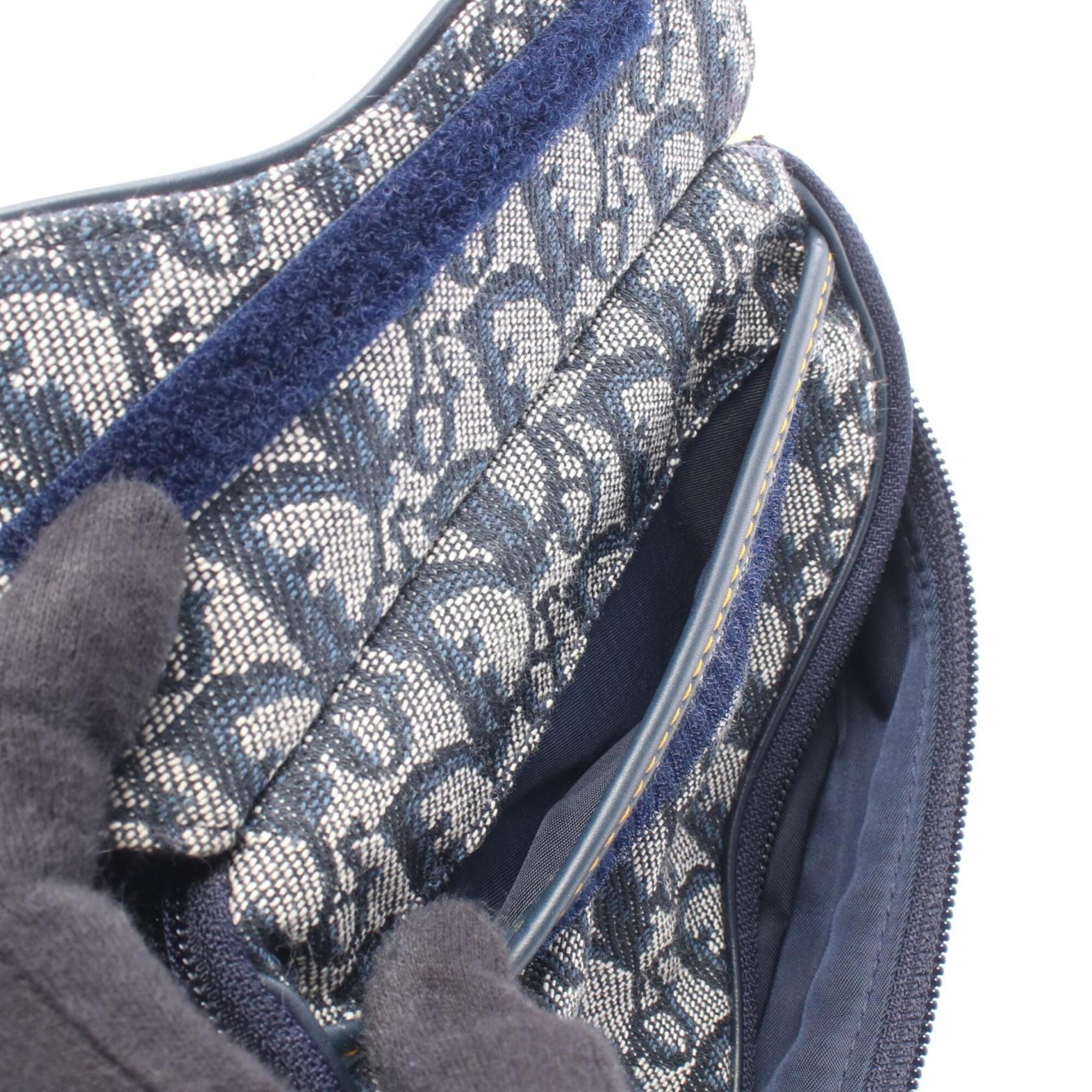 Christian Dior Beige Navy Canvas Leather Pouch (Pre-Owned)