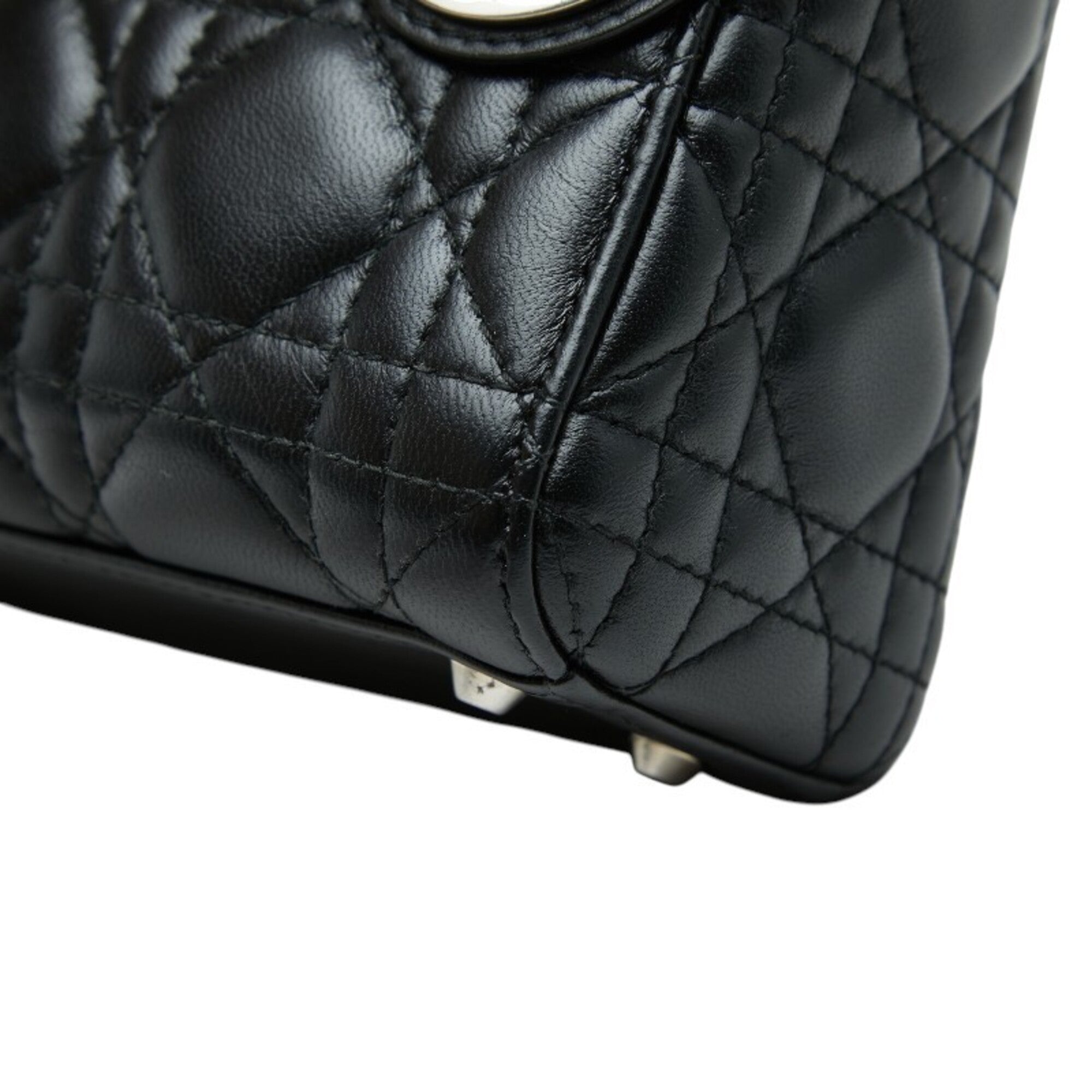 Christian Dior Black Leather Handbag Shoulder Bag (Pre-Owned)